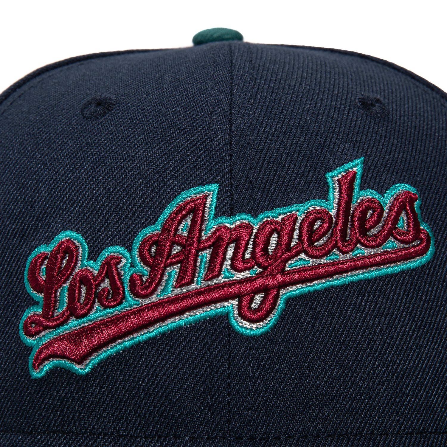 New Era 59Fifty Winter Forest Los Angeles Dodgers 40th Anniversary Patch Script Hat - Navy, Green, Cardinal