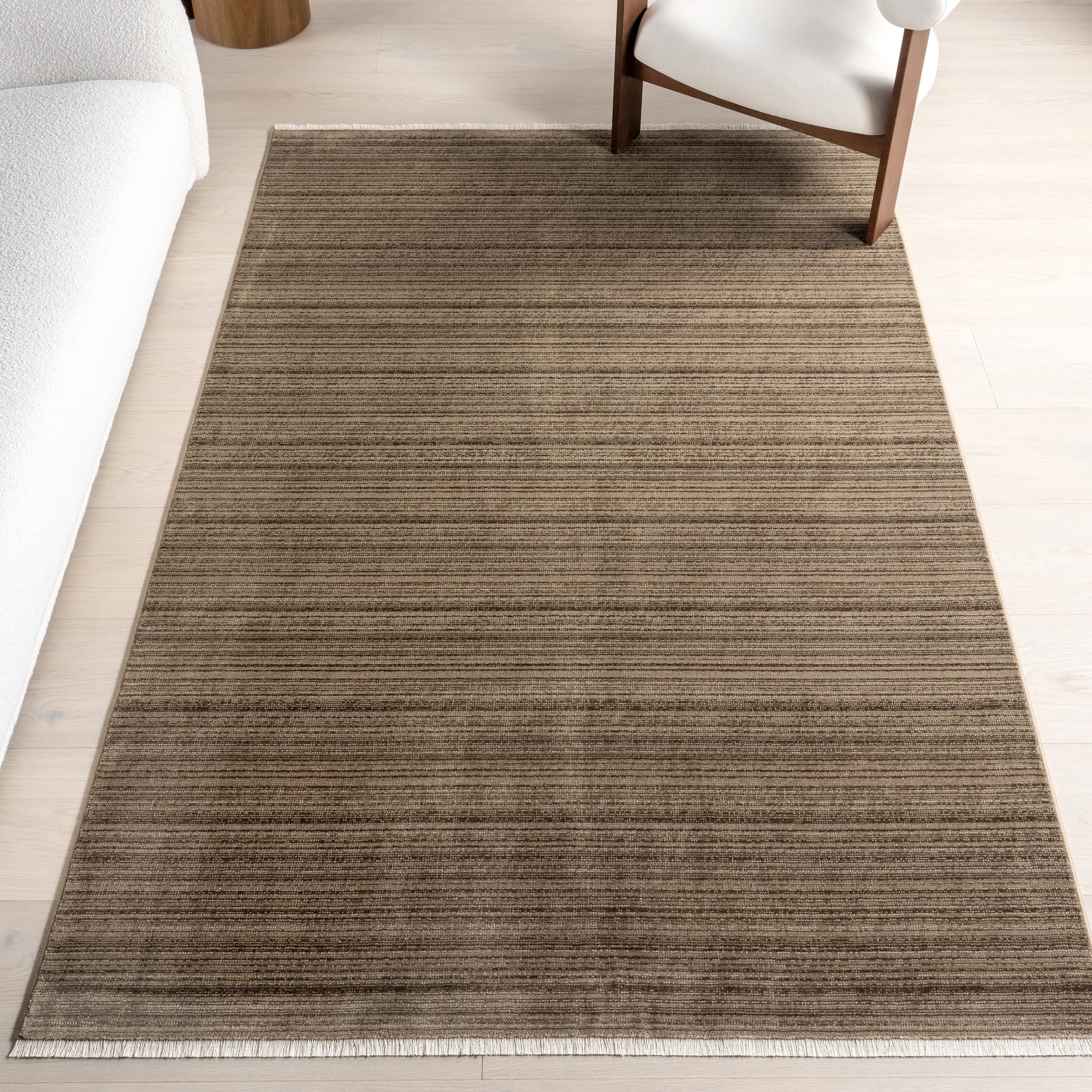 Lylah Solid Fringed Rug | Brown