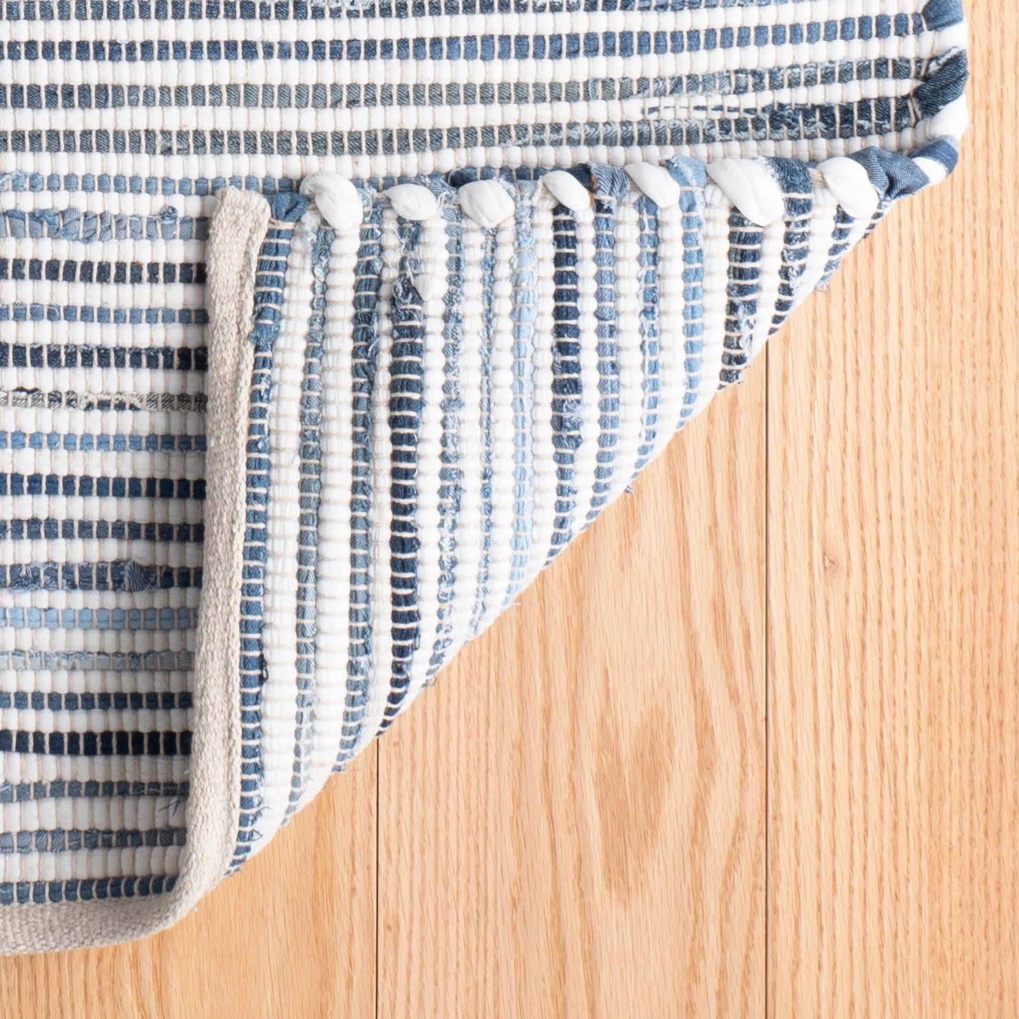 Denim Rag Ribbed Handwoven Cotton Rug