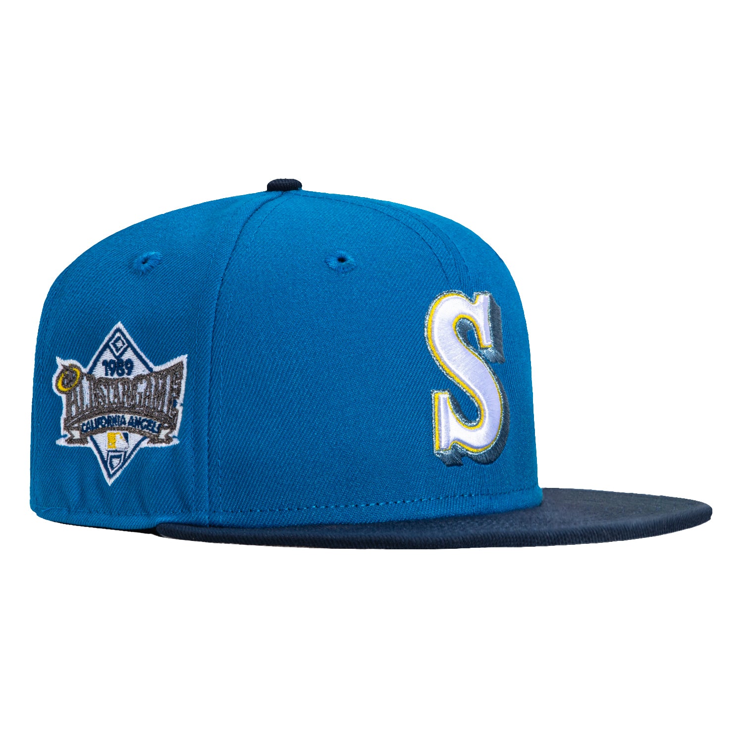 New Era 59Fifty Seattle Mariners 1989 All Star Game Patch Hat - Neon Blue, Navy