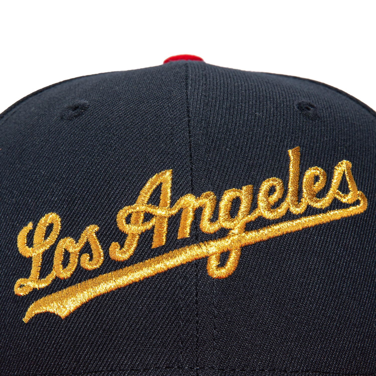 New Era 59Fifty Los Angeles Dodgers 1984 Olympic Patch Script Hat - Navy, Red, Metallic Gold