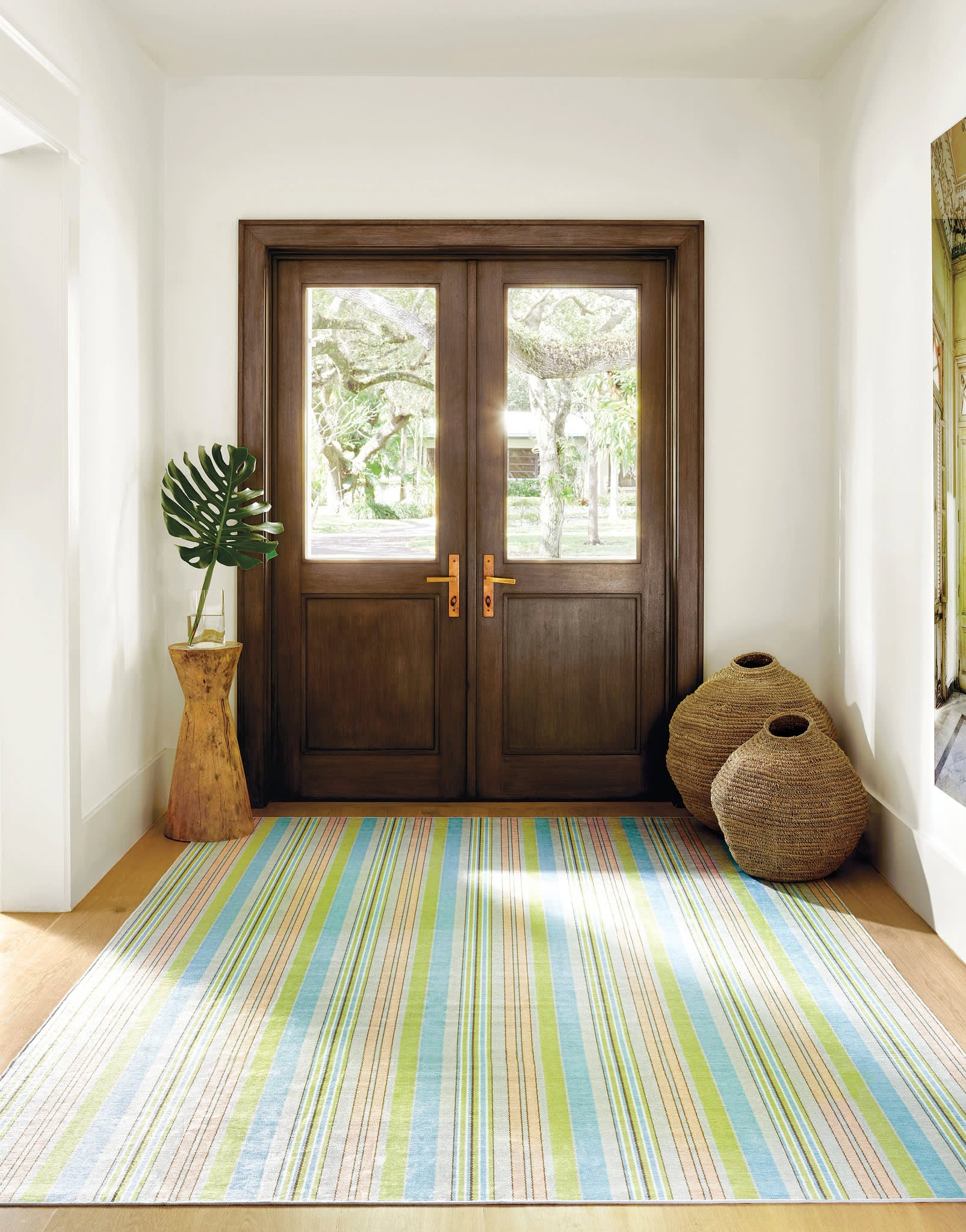 Aquinnah Ticking Multi Machine Washable Rug