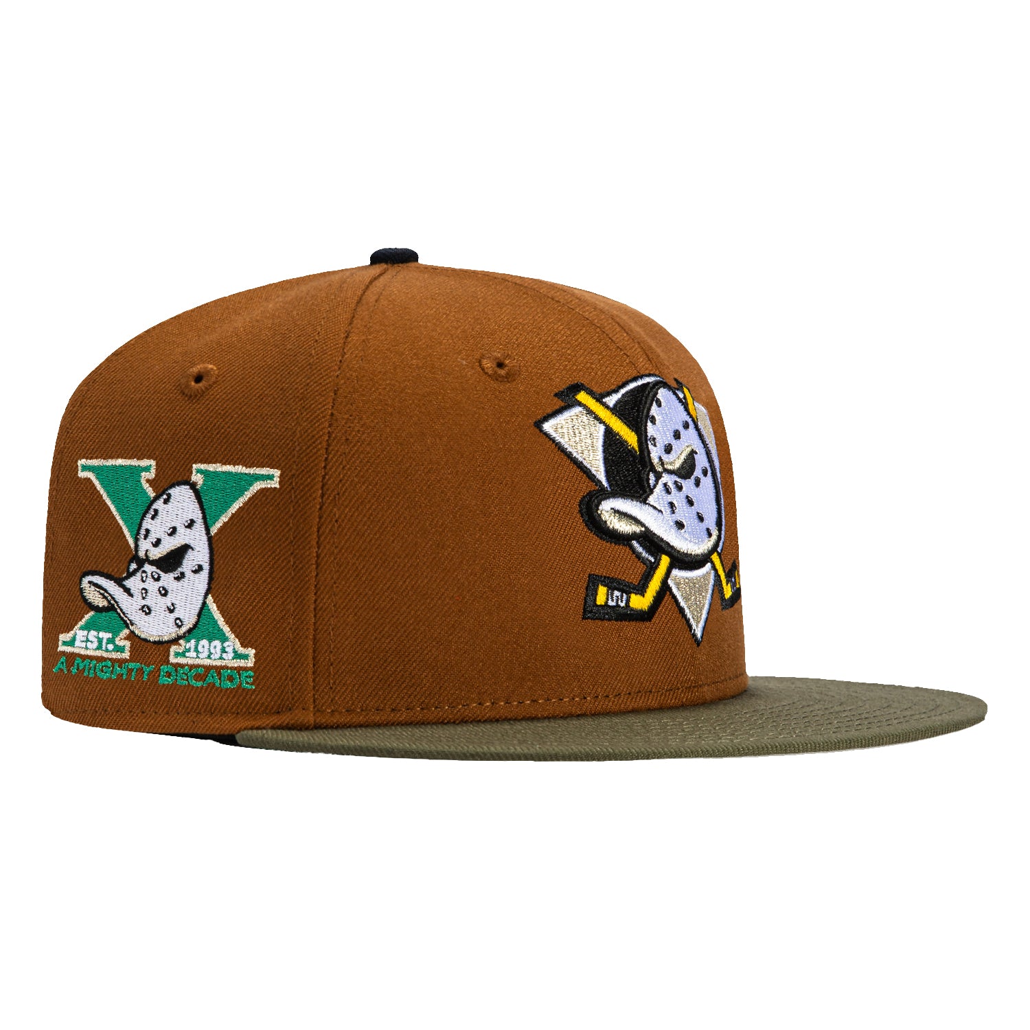 New Era 59Fifity Anaheim Ducks 10th Anniversary Patch Hat - Khaki, Olive