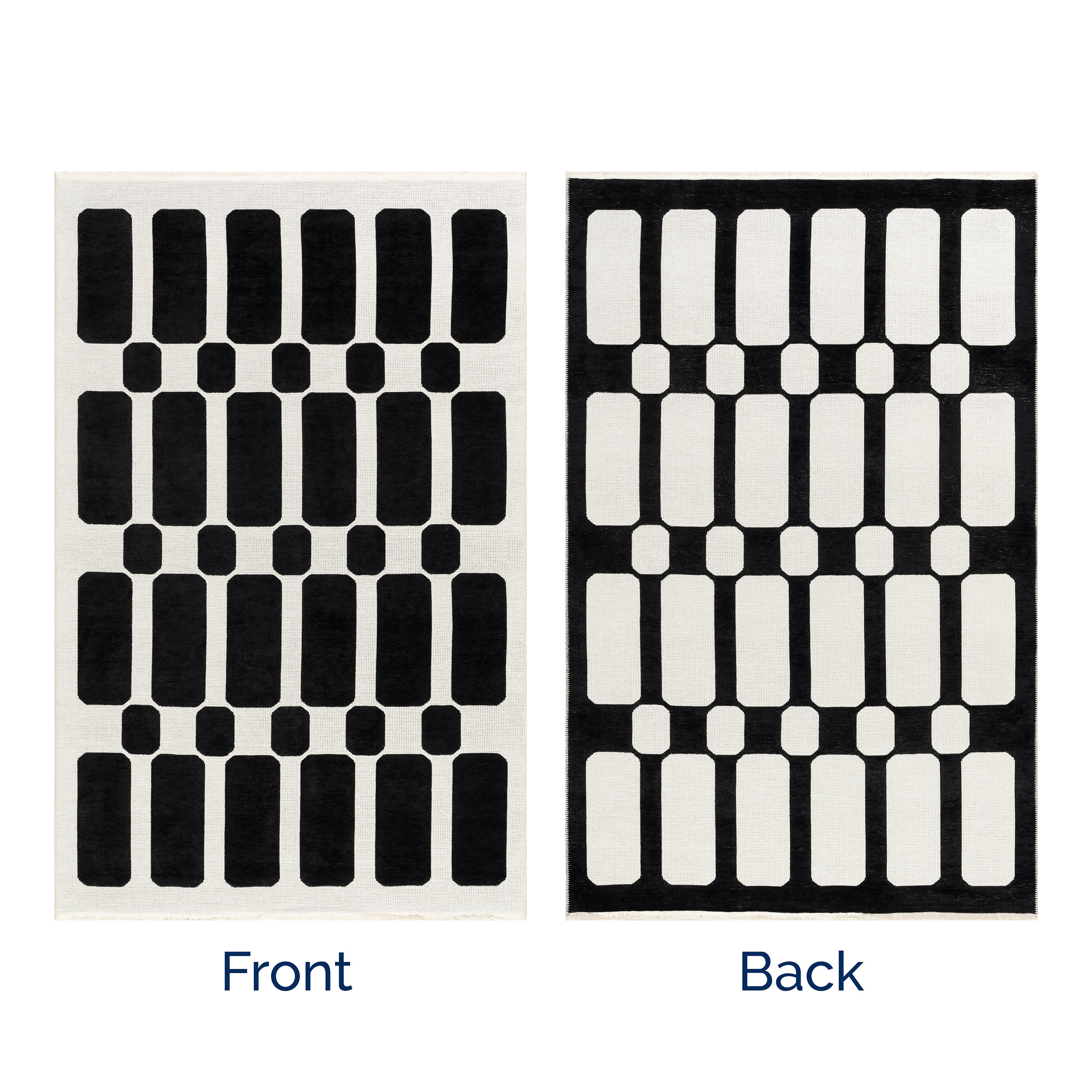 Emelia Blocks Reversible Washable Rug | Black/Cream