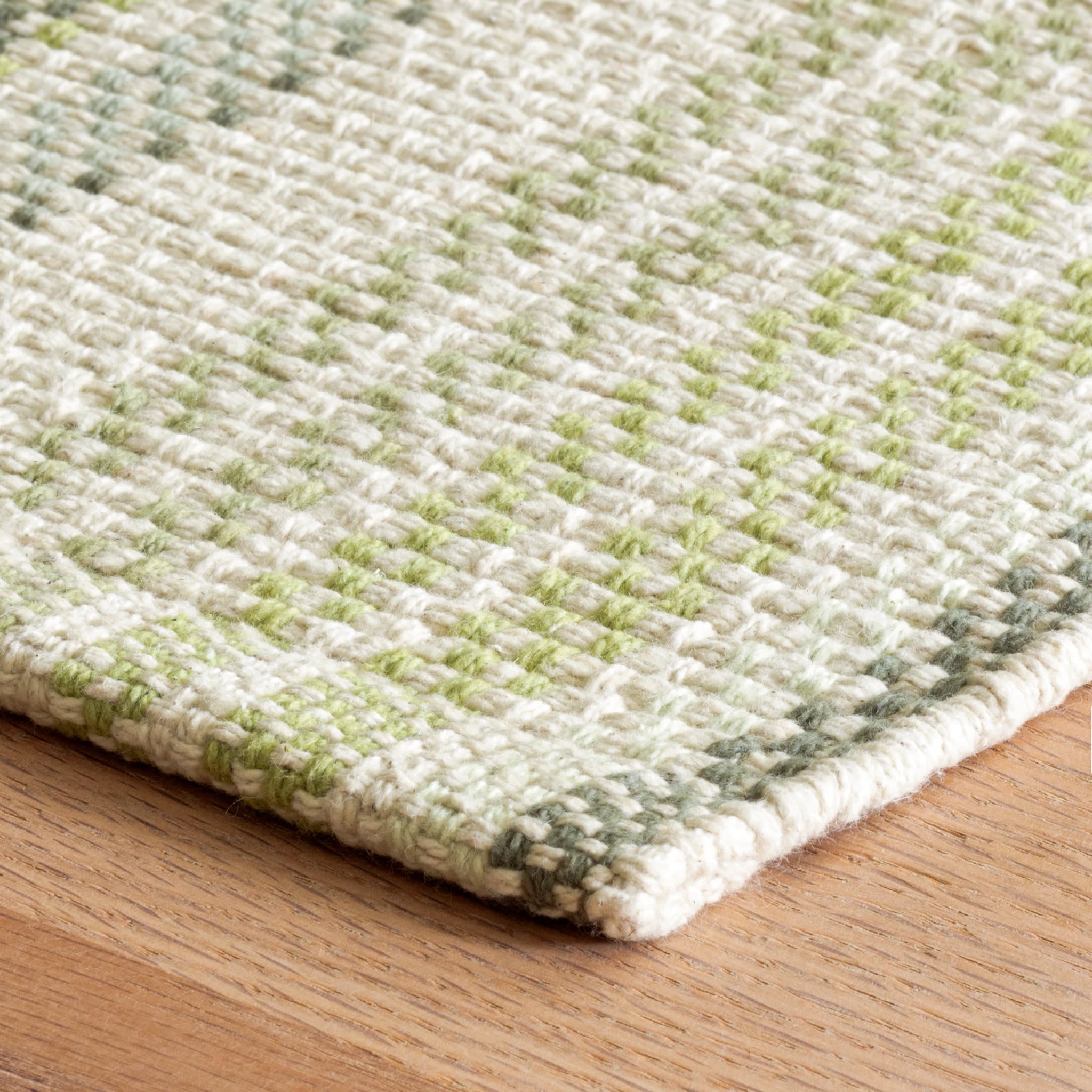 Oslo Stripe Green Handwoven Cotton Rug