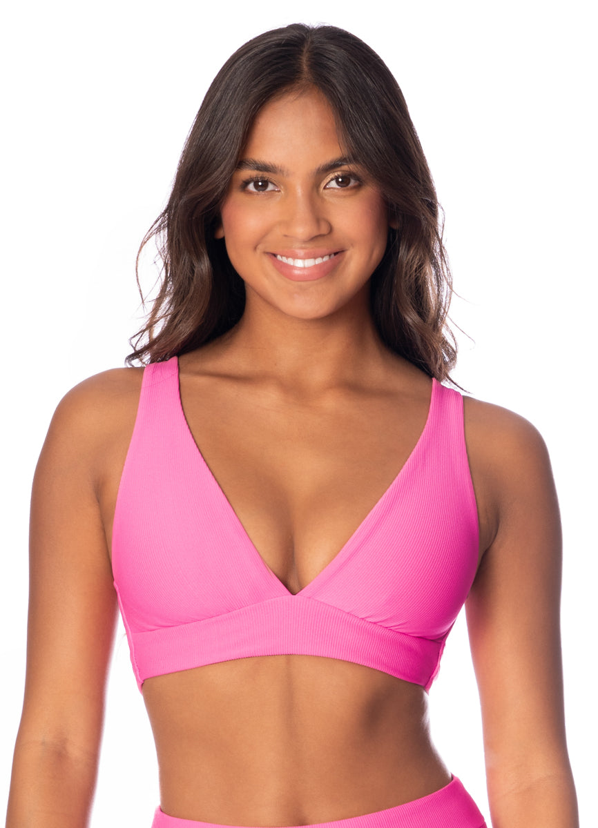 Maaji Radiant Pink Allure Long Line Triangle Bikini Top