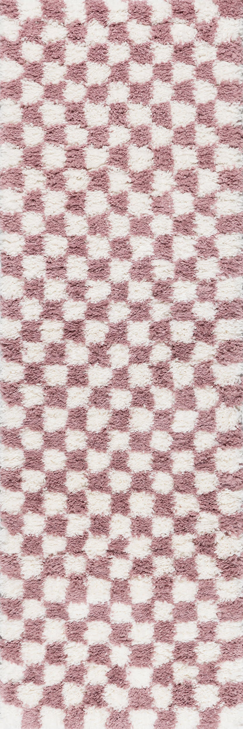 Bettie Retro Checkered Shag Rug | Pink