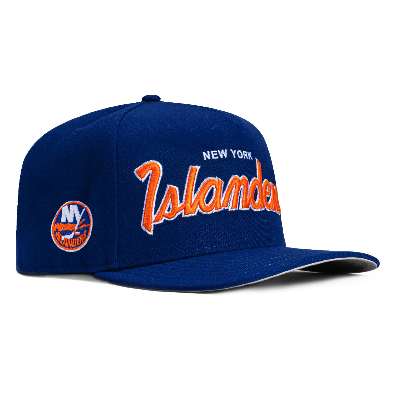 New Era 9Fifty A-Frame New York Islanders Logo Patch Snapback Script Hat - Royal