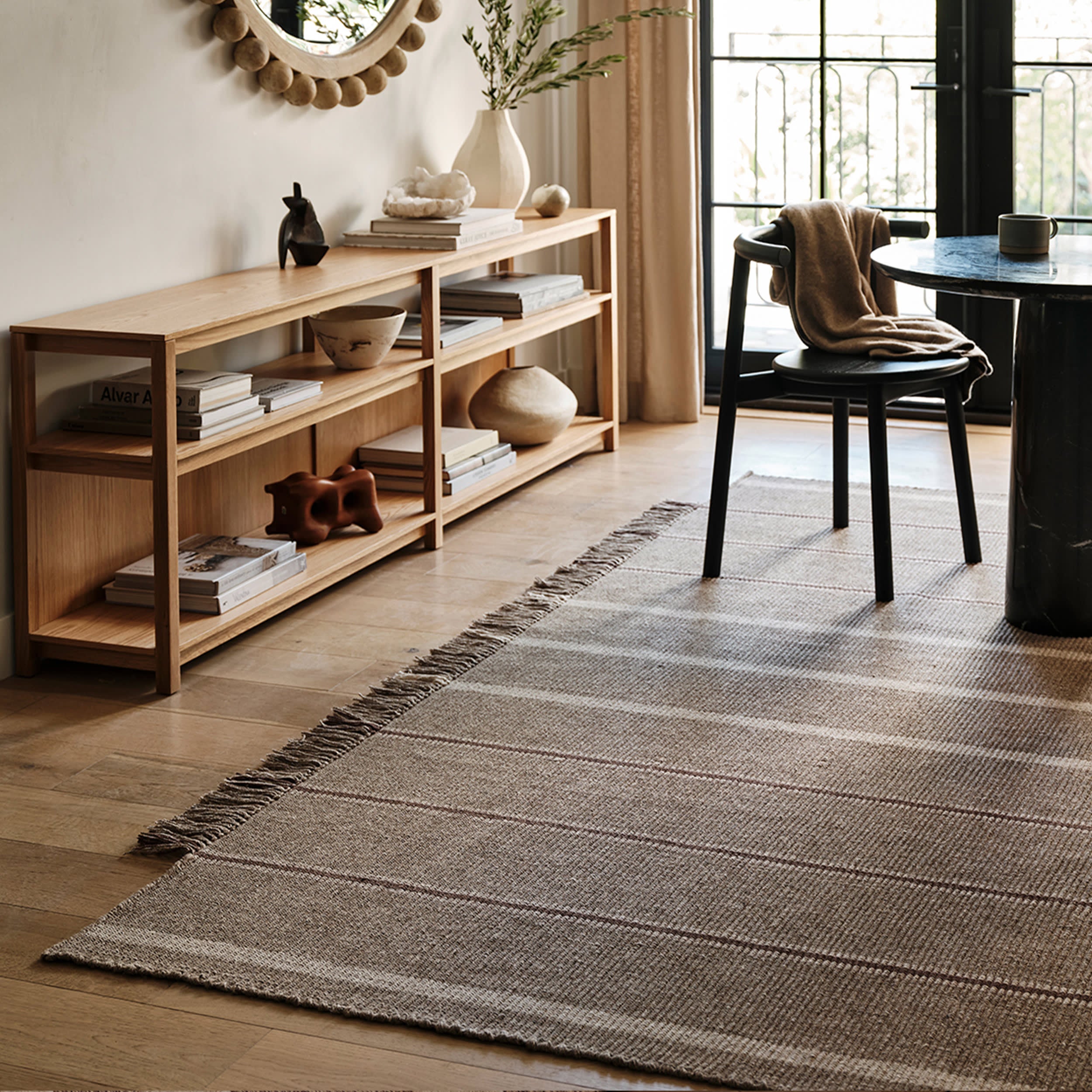 Toluca Striped Wool Rug | Taupe