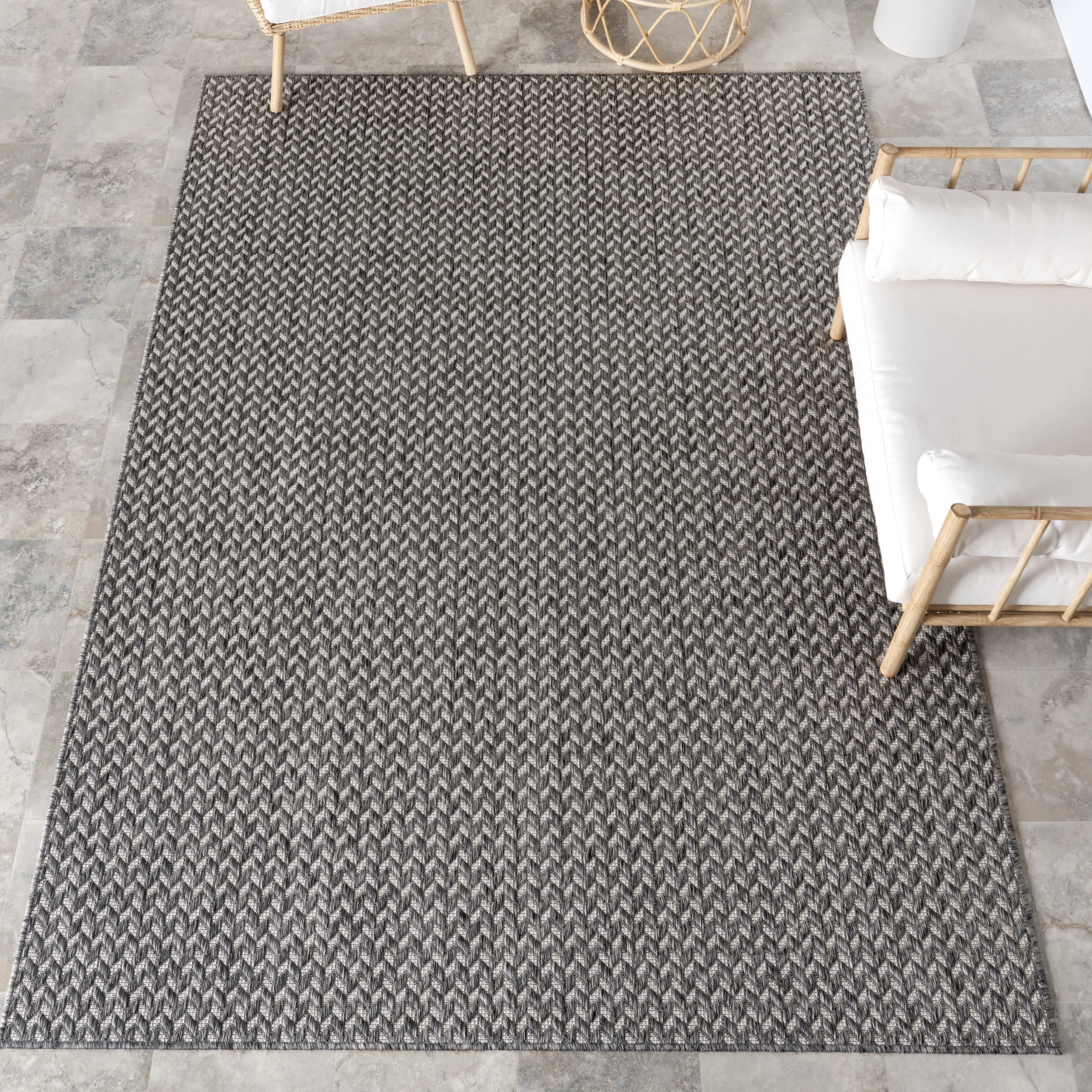 Taraji Herringbone Indoor/Outdoor Rug | Light Grey