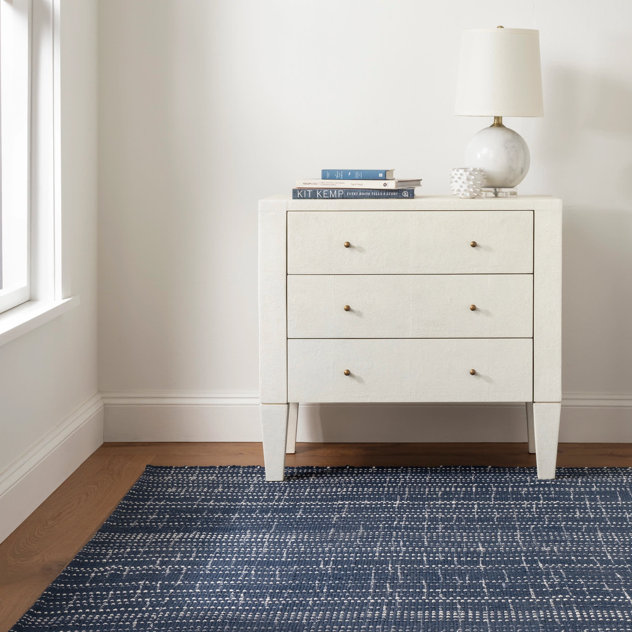 Bluffton Navy Handwoven Cotton Rug