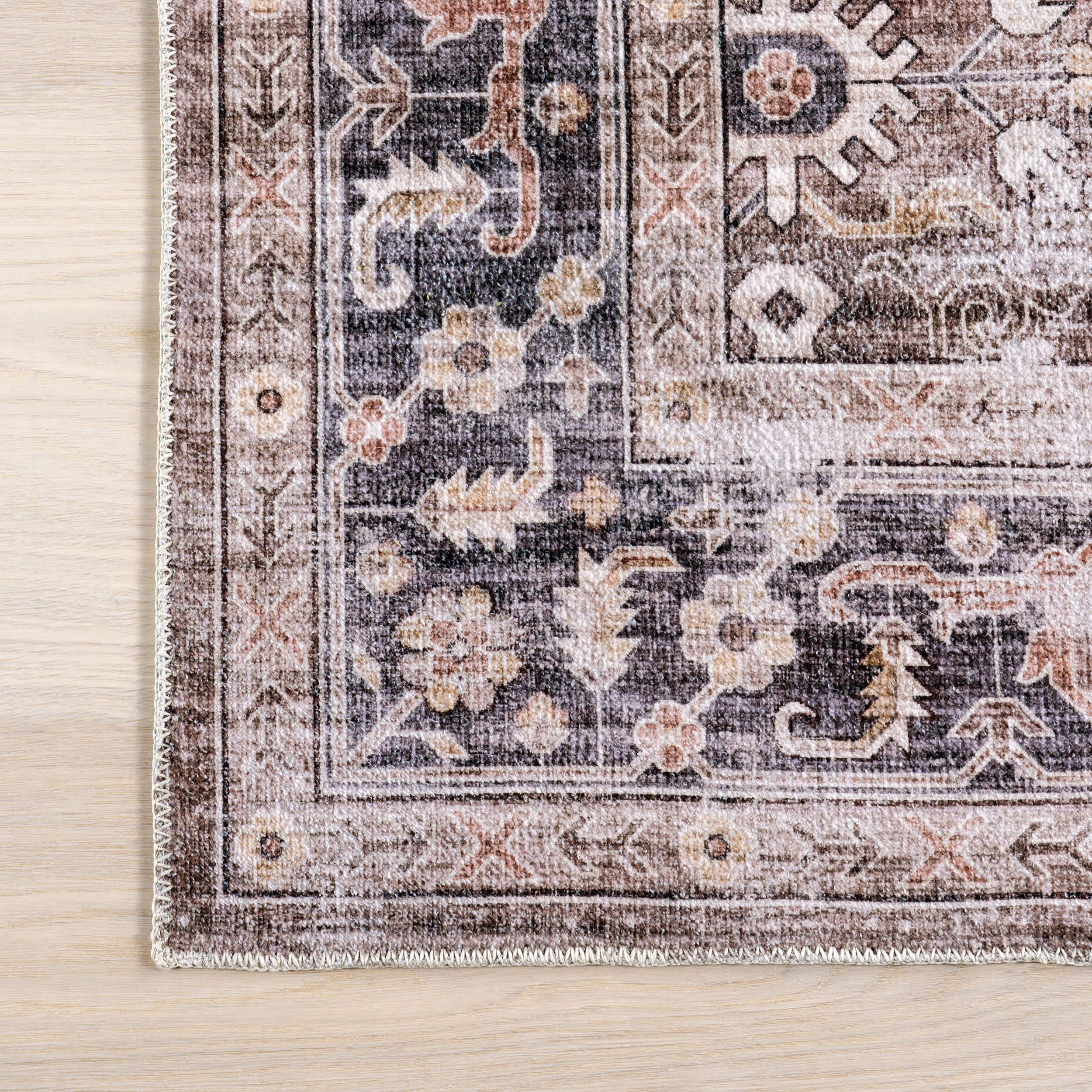 Myrtle Washable Vintage Rug | Brown