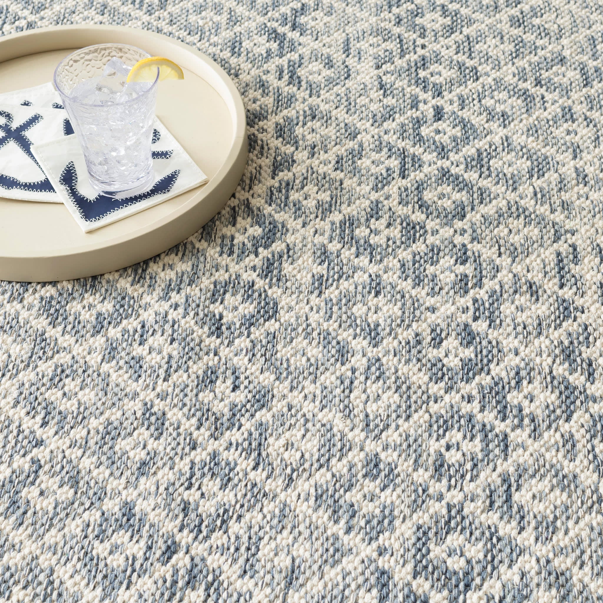 Melange Diamond Blue Handwoven Cotton Rug