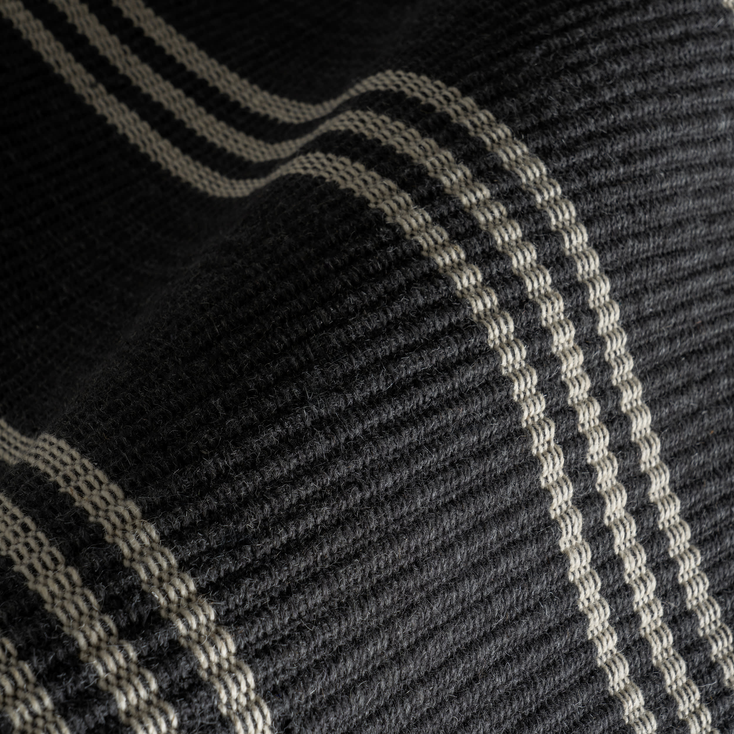 Hawthorn Striped Wool Rug | Charcoal