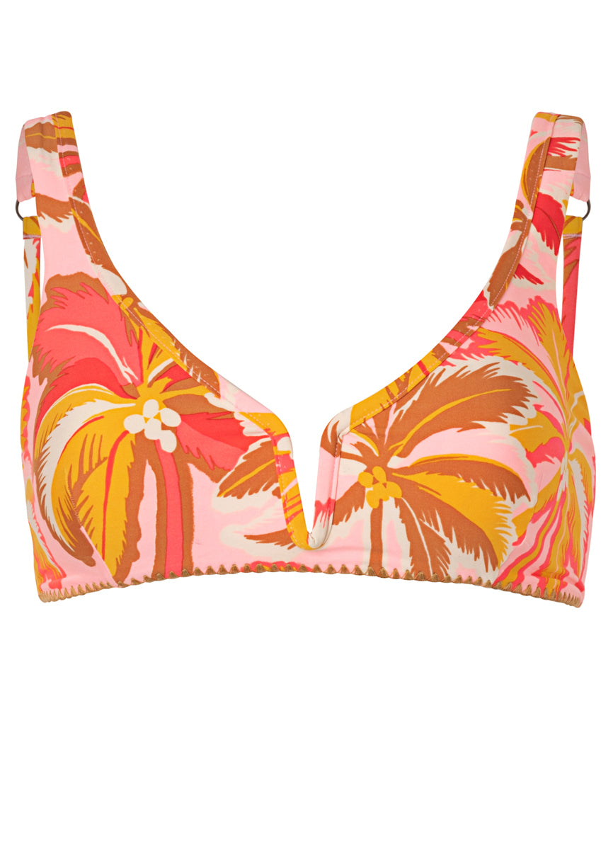 Maaji Pink Palms Victoria V Wire Bralette Bikini Top