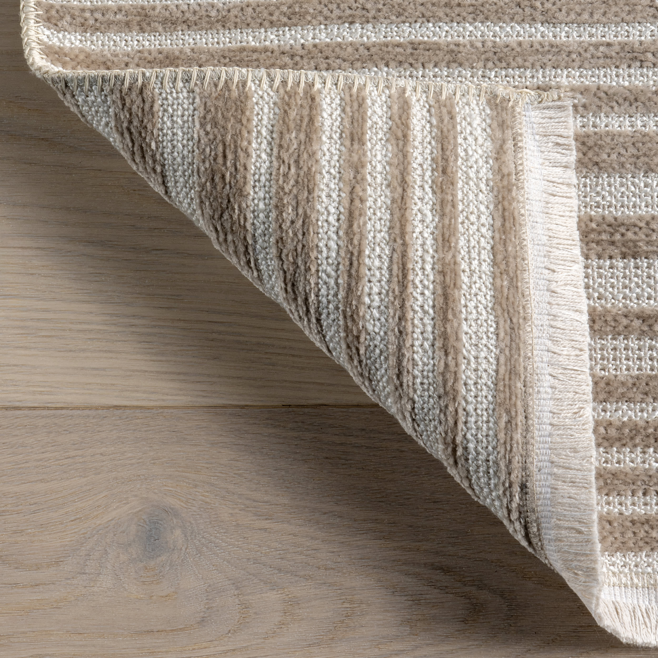 Melany Striped Reversible Washable Rug | Taupe