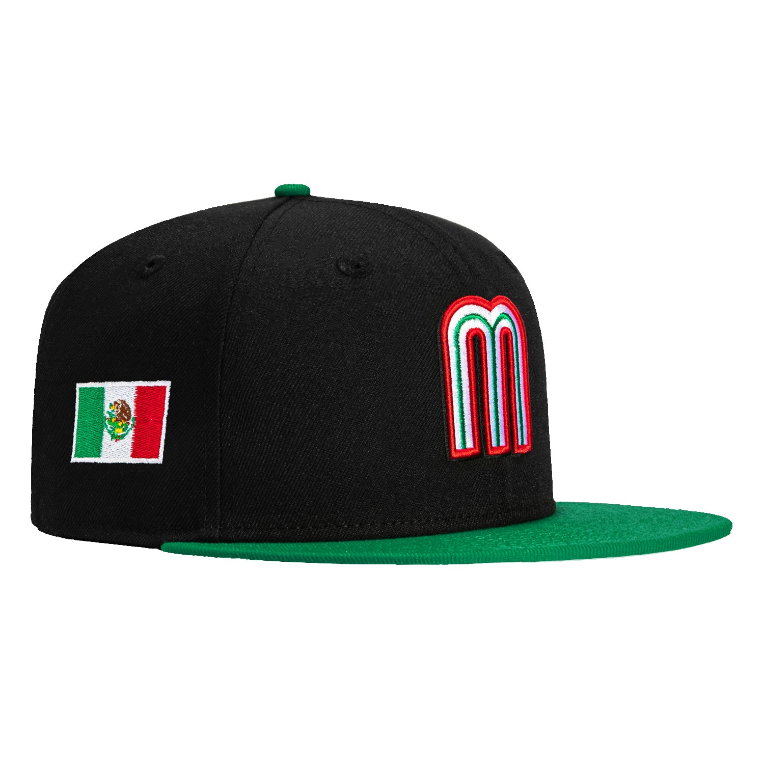 New Era 59Fifty Mexico World Baseball Classic Mexico Flag Patch Hat - Black, Kelly Green