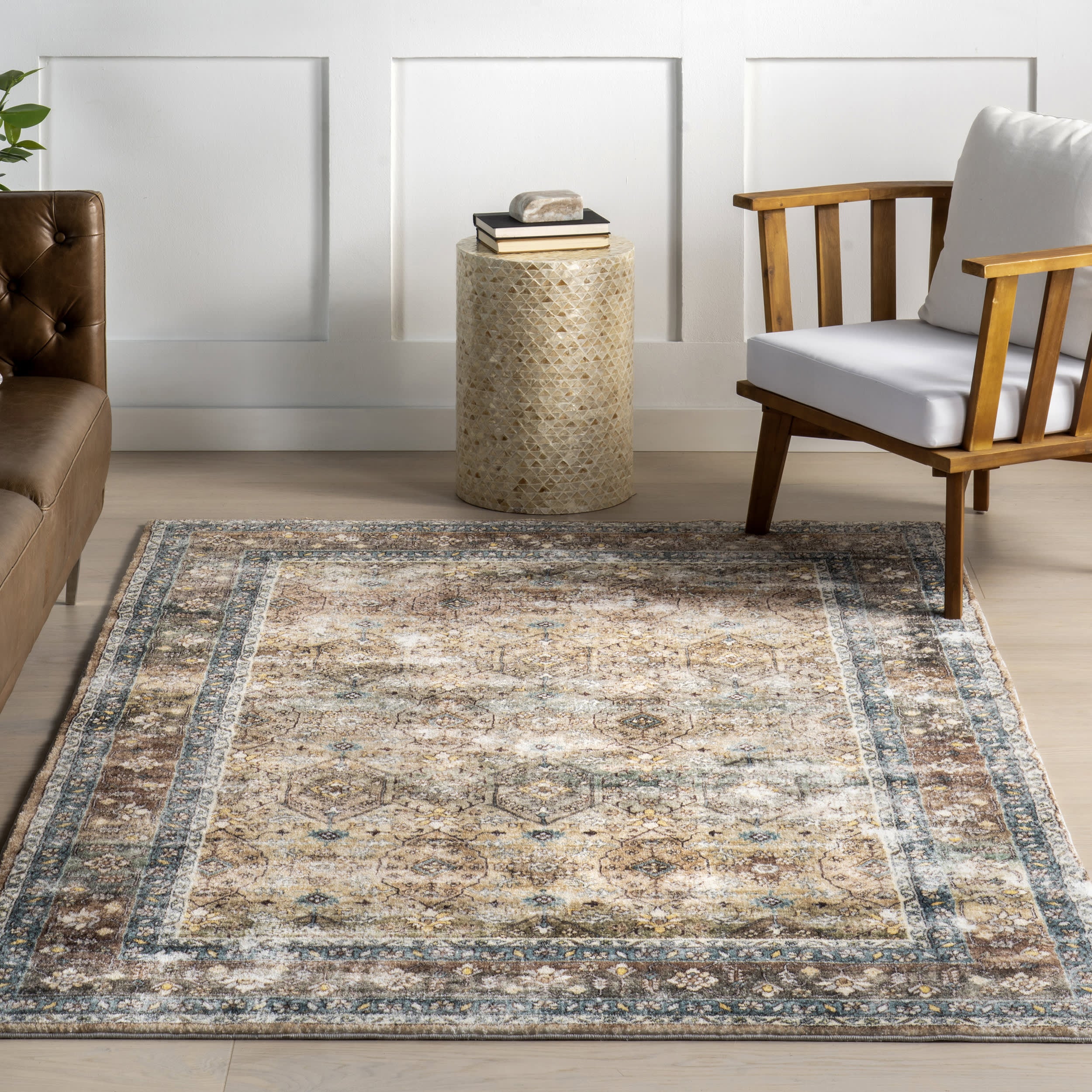 Lilou Medallion Washable Rug | Brown