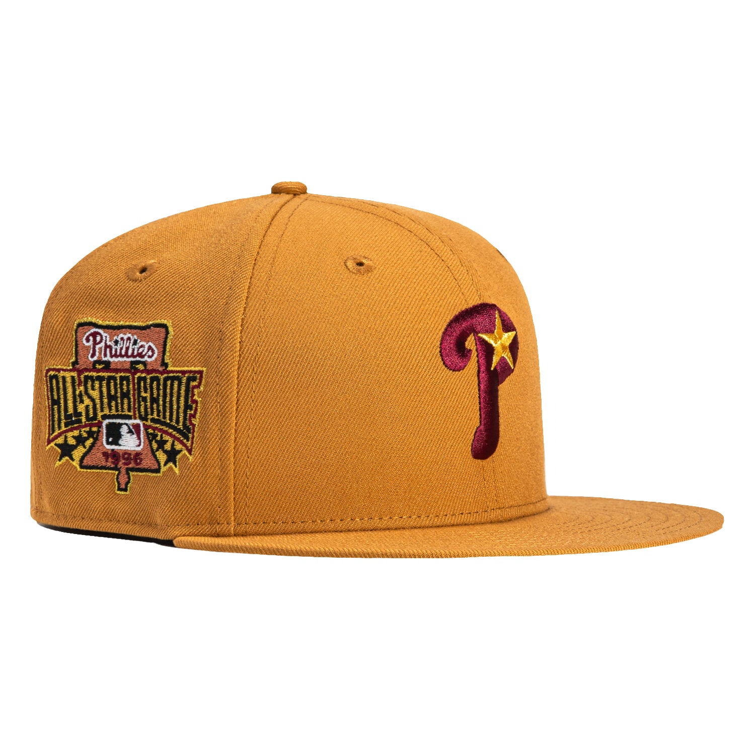 New Era 59Fifty Calle Ocho Philadelphia Phillies 1996 All Star Game Patch Alternate Hat - Tan, Red, Metallic Gold