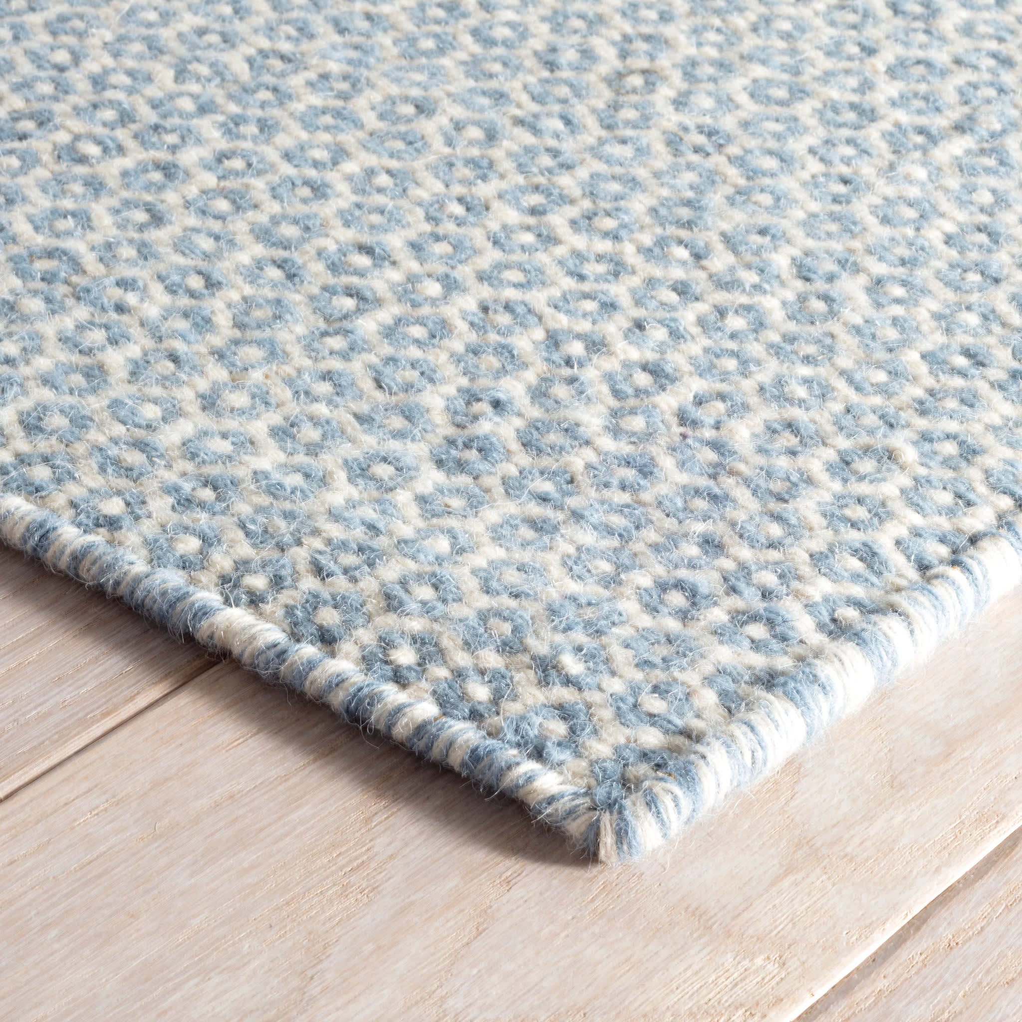 Honeycomb French Blue/Ivory Handwoven Wool Rug