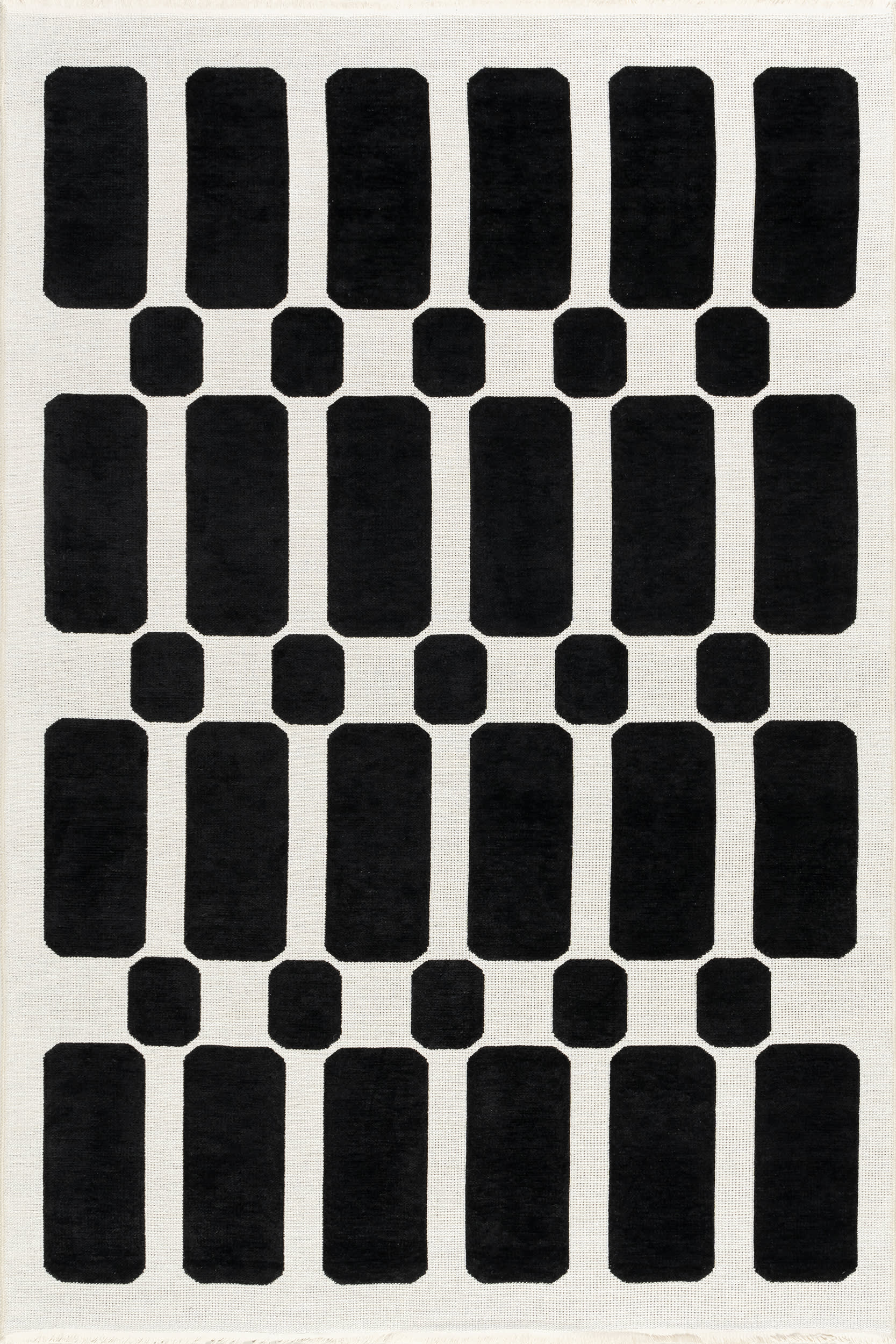 Emelia Blocks Reversible Washable Rug | Black/Cream