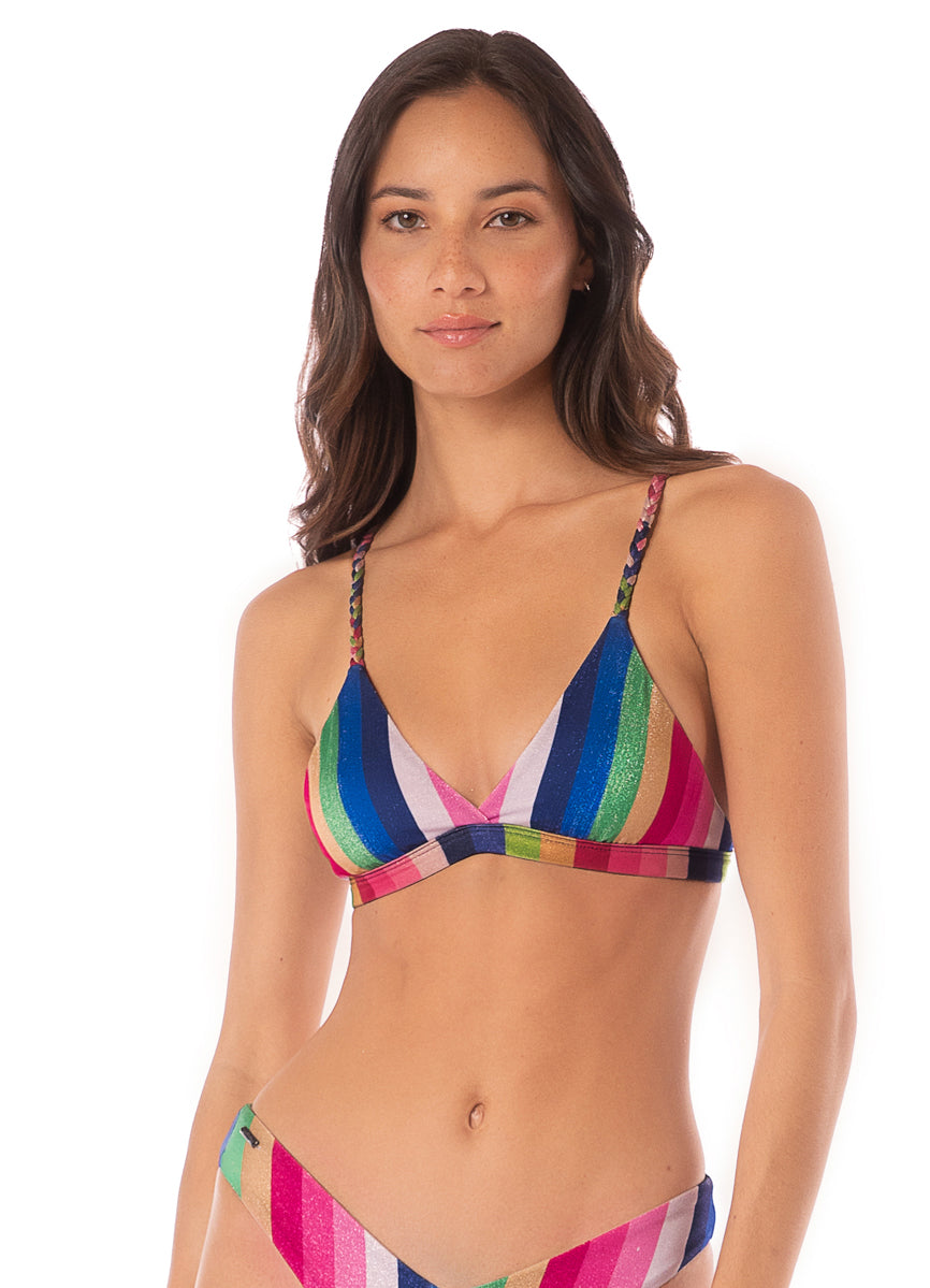 Maaji Candy Stripes Rasha Fixed Triangle Bikini Top