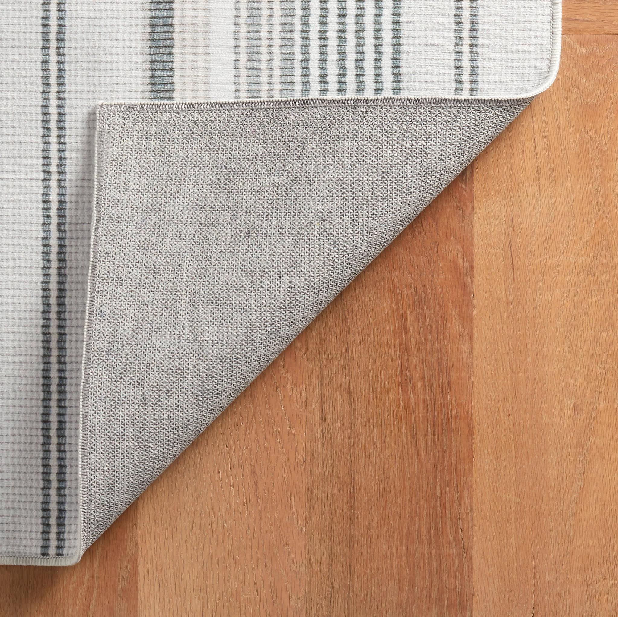 Gradation Ticking Grey Machine Washable Rug