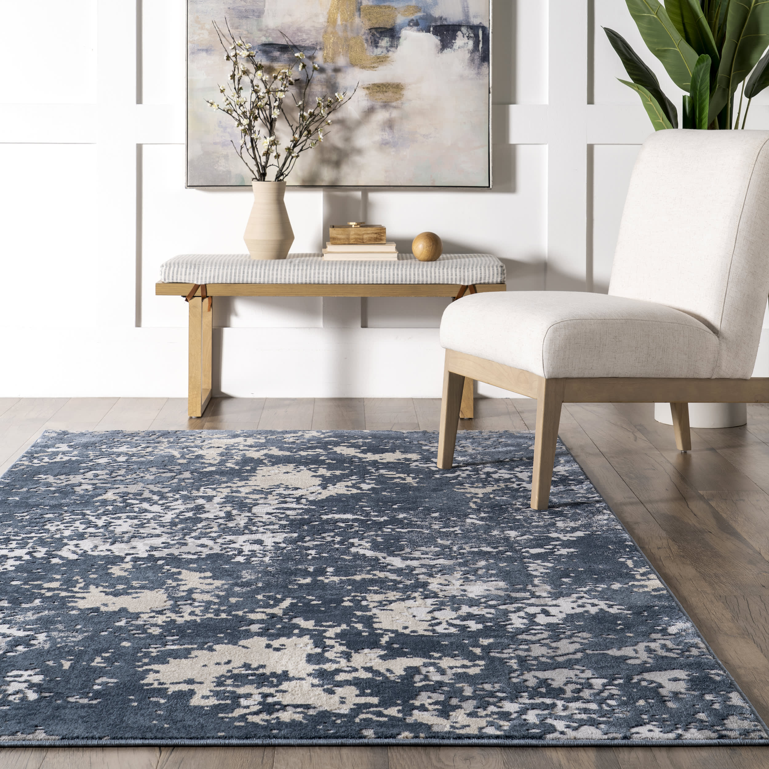 Ricki Mottled Abstract Rug | Blue