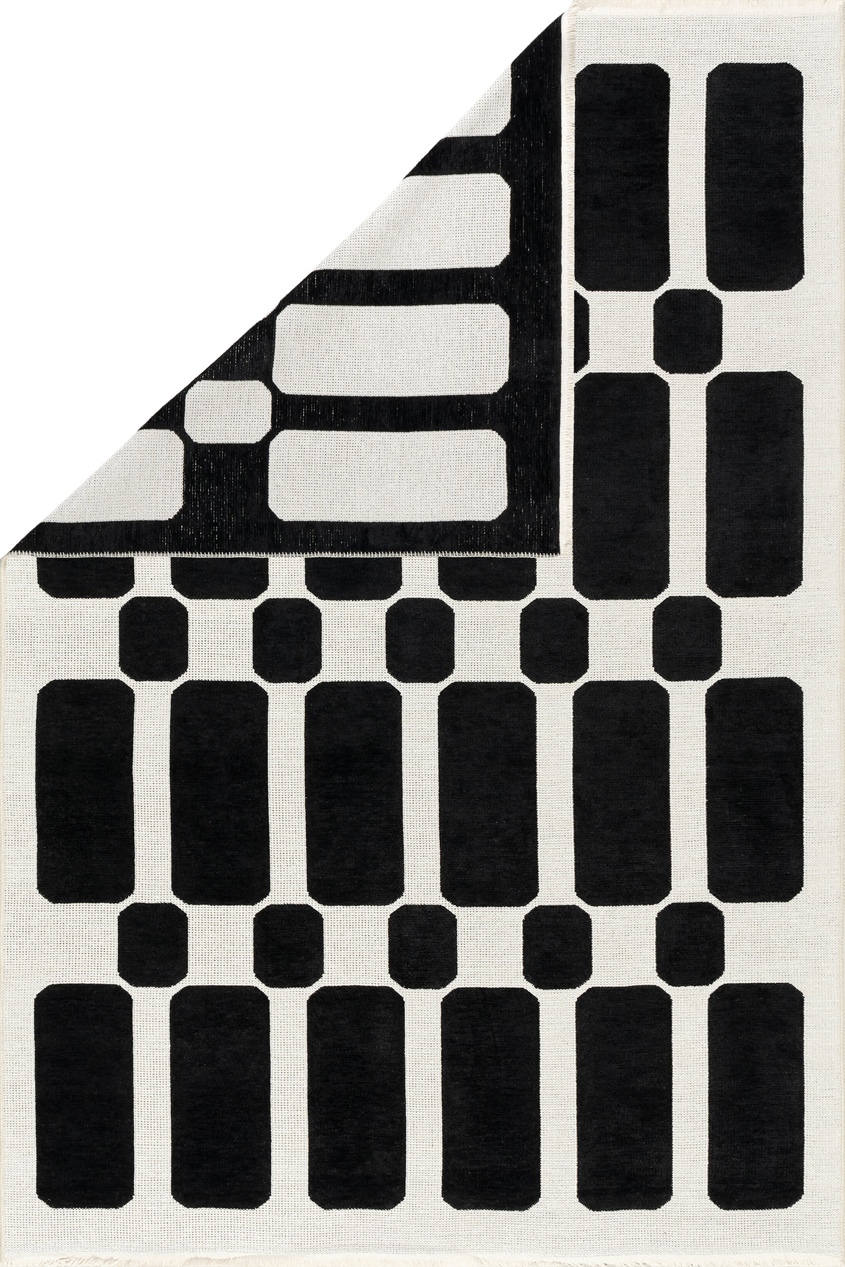 Emelia Blocks Reversible Washable Rug | Black/Cream