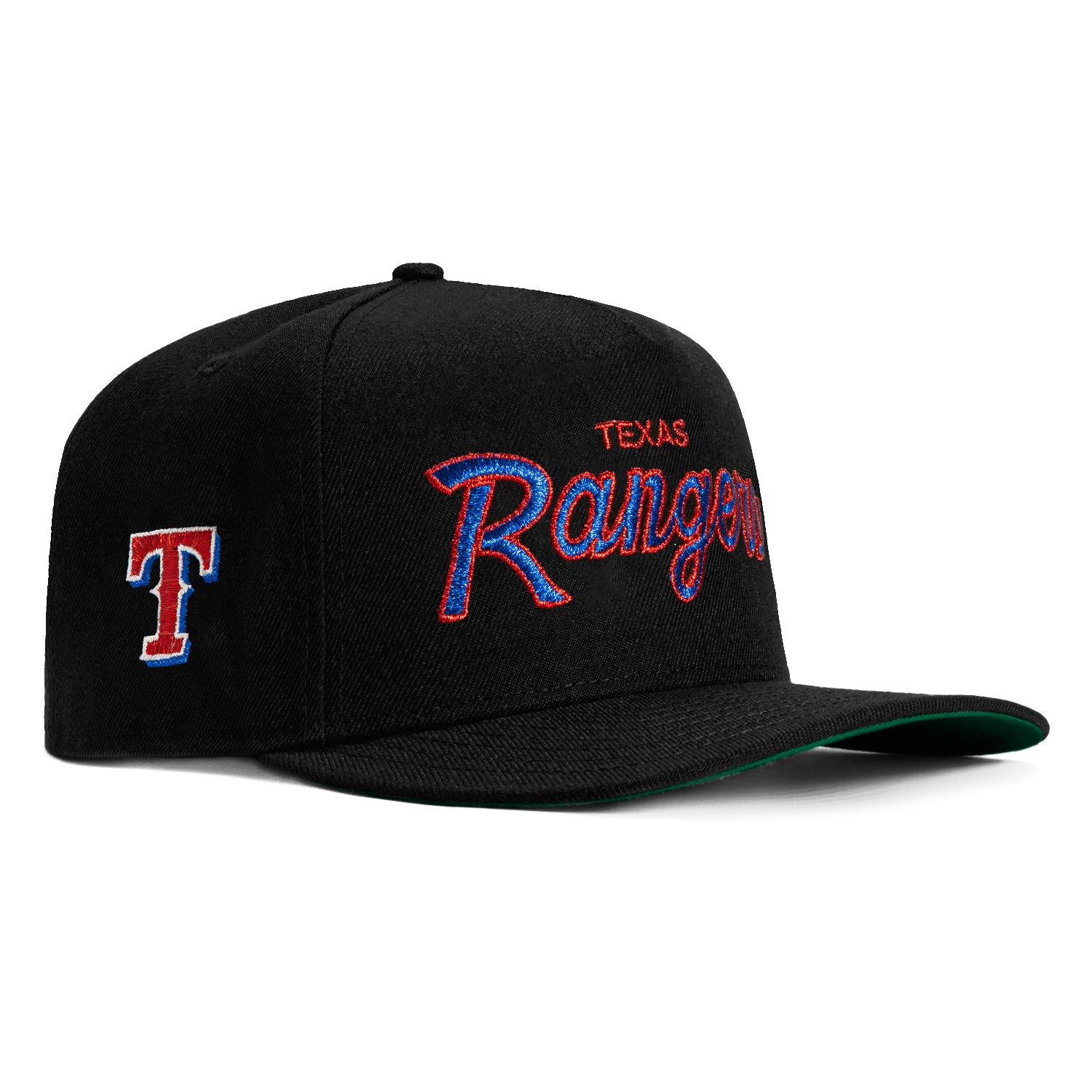 New Era 9Fifty A-Frame Texas Rangers Logo Patch Script Snapback Hat - Black