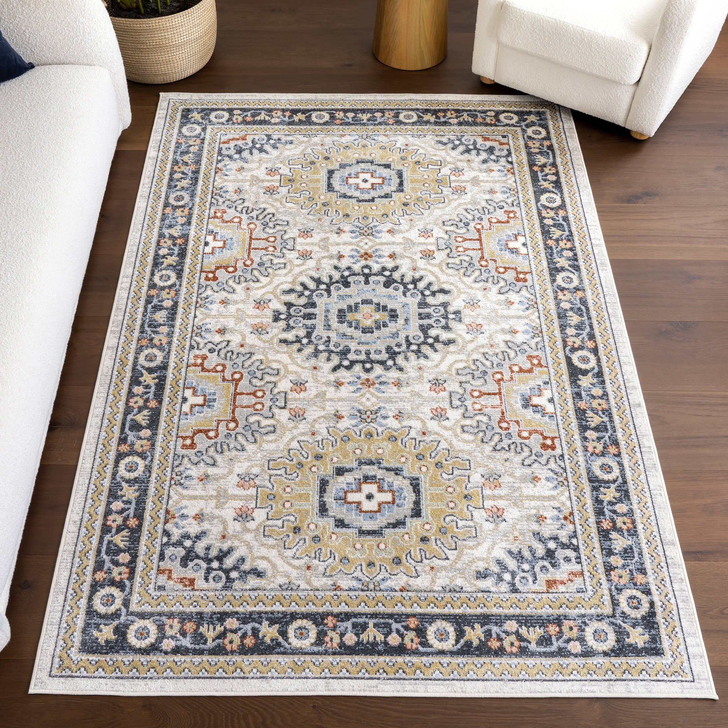 Madilyn Medallion Washable Rug | Blue