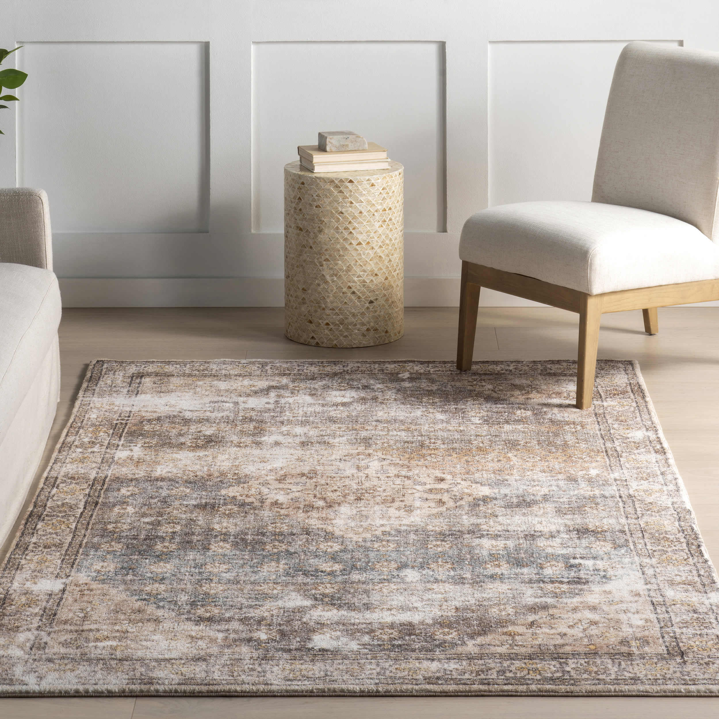 Nerissa Medallion Washable Rug | Grey