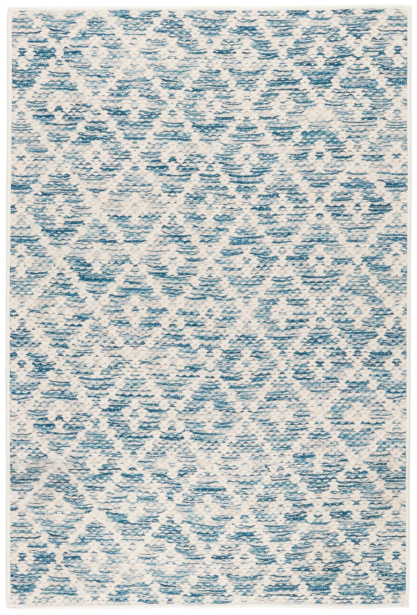 Melange Diamond Blue Machine Washable Rug