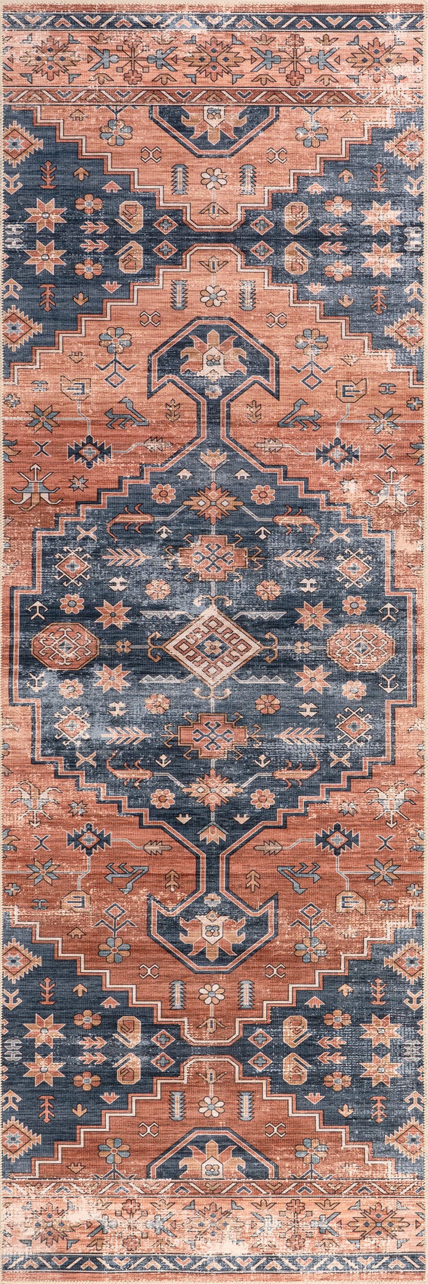 Daisy Spill Proof Washable Persian Rug | Brick