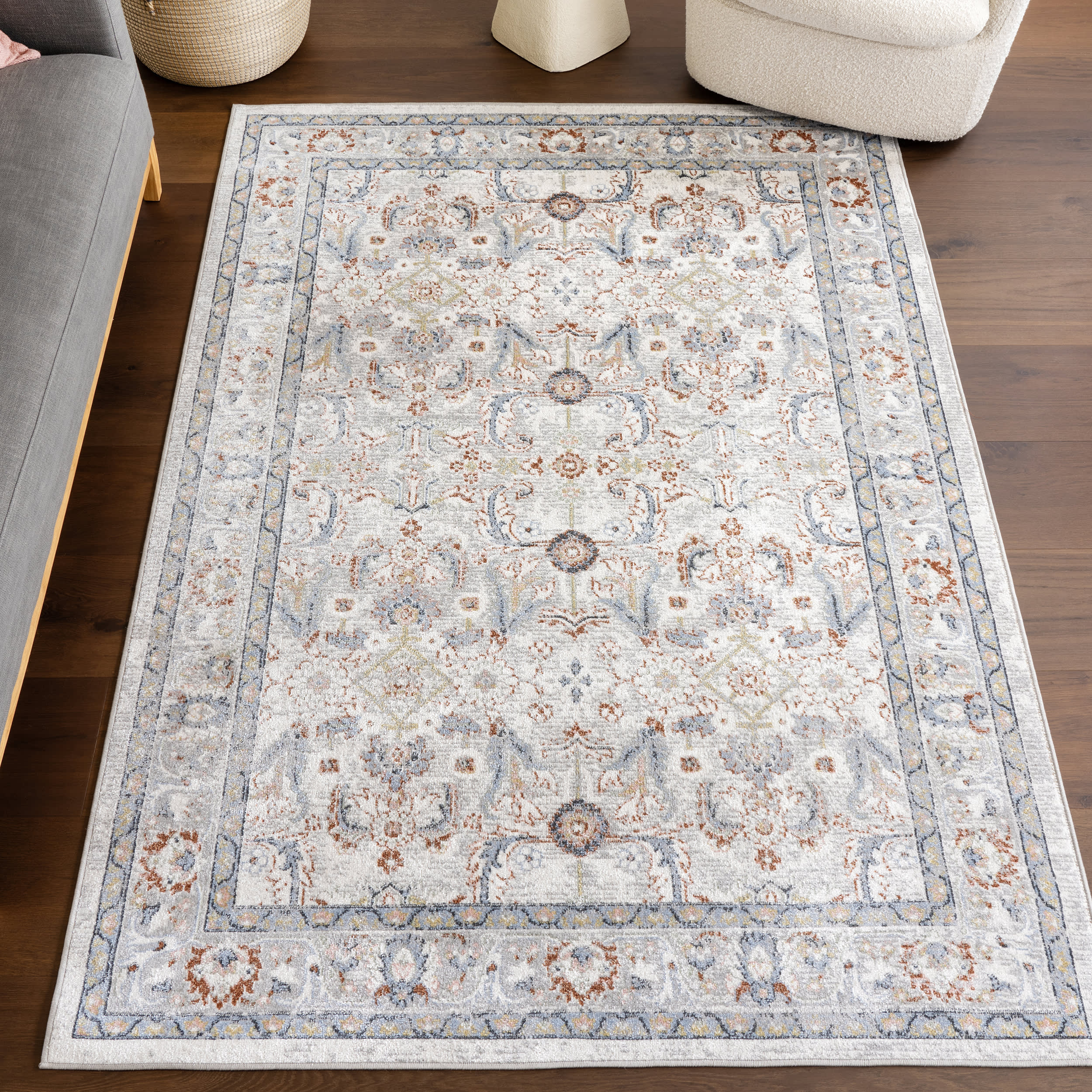 Brooklynn Floral Medallion Washable Rug | Rust