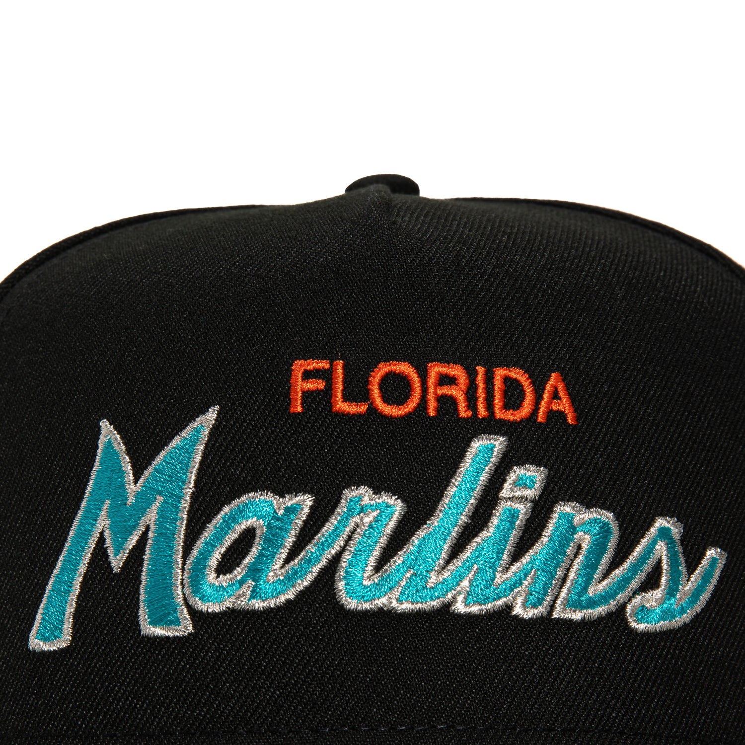 New Era 9Fifty A-Frame Miami Marlins Logo Patch Script Snapback Hat - Black