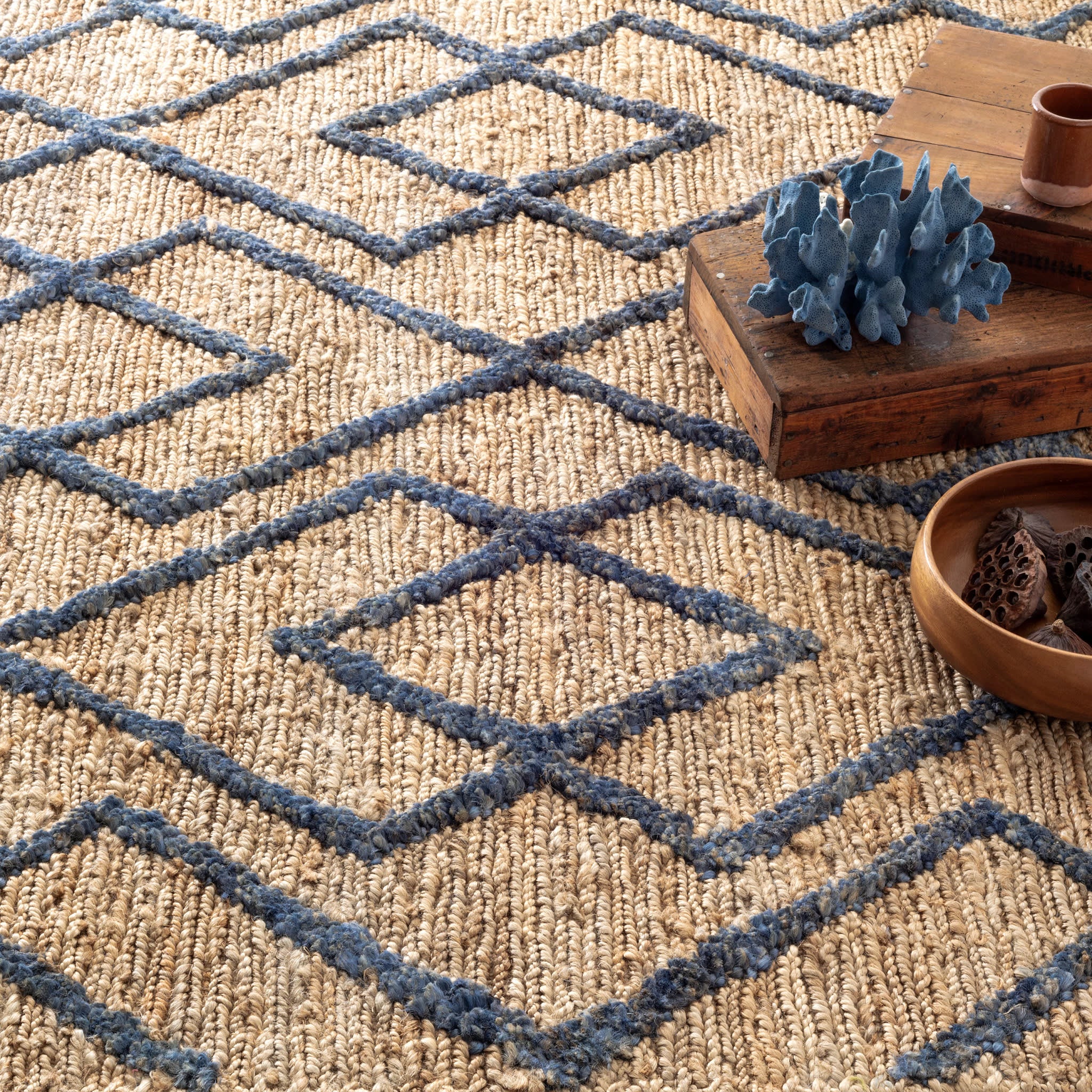 Marco Navy Jute Soumak Handwoven Rug