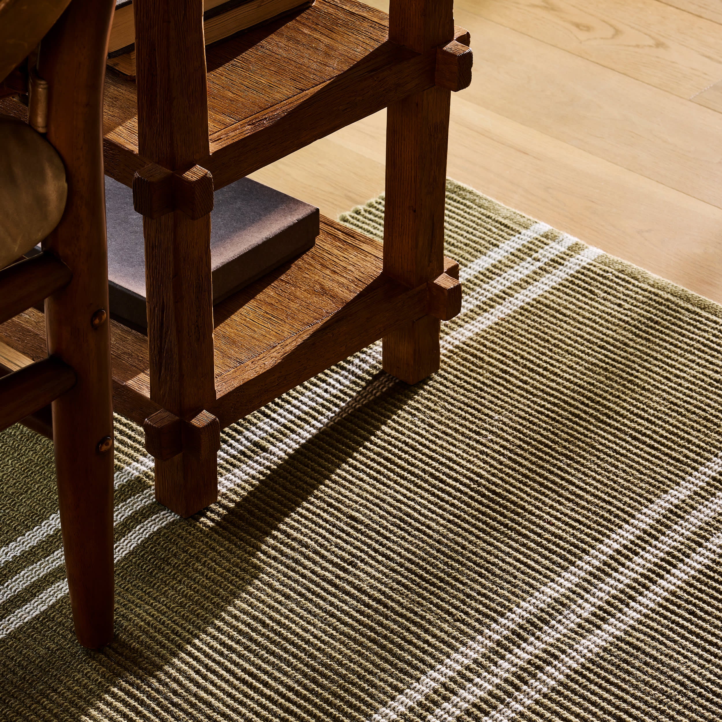 Hawthorn Striped Wool Rug | Olive Green