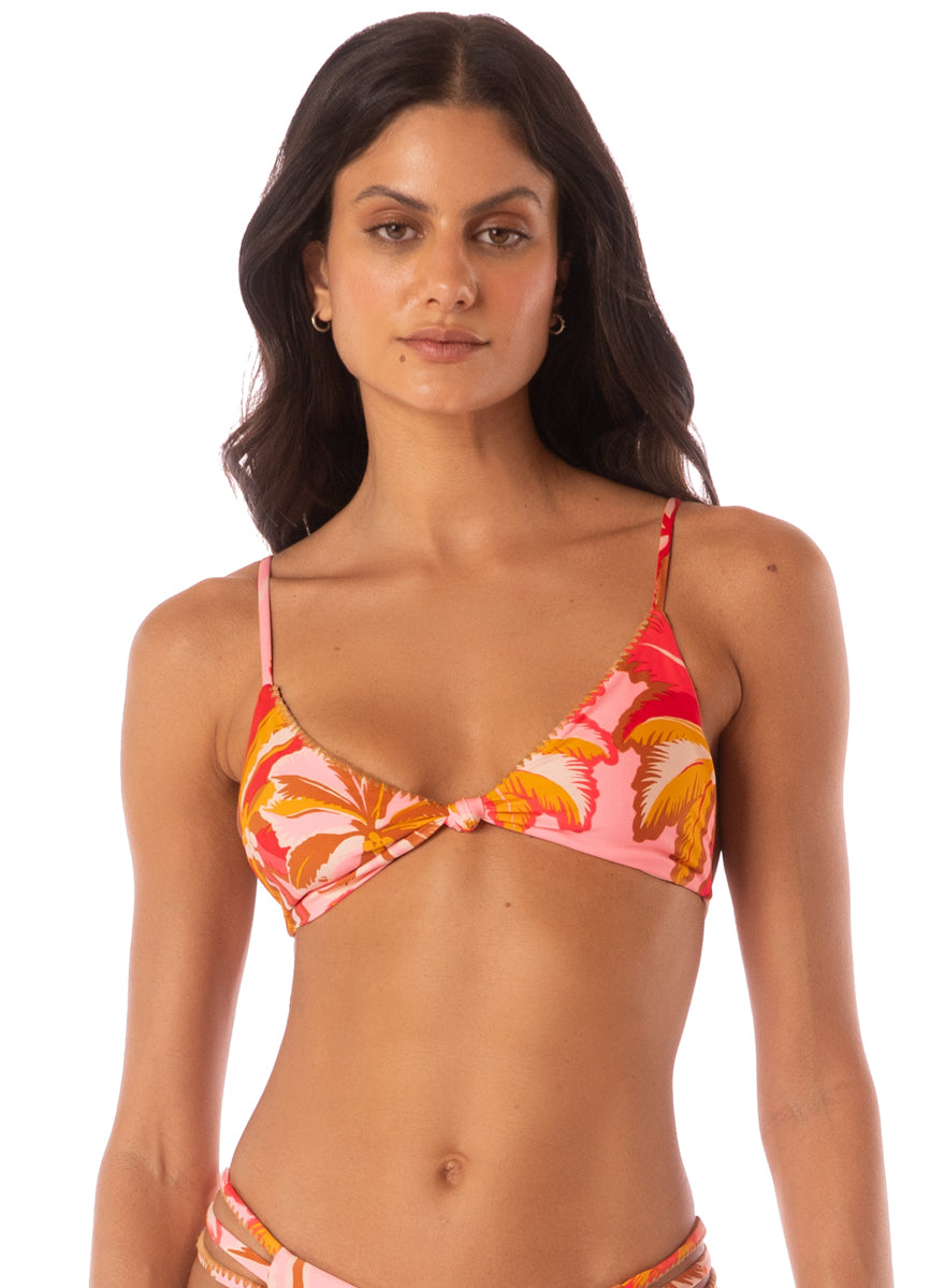 Maaji Pink Palms Sahara Fixed Triangle Bikini Top