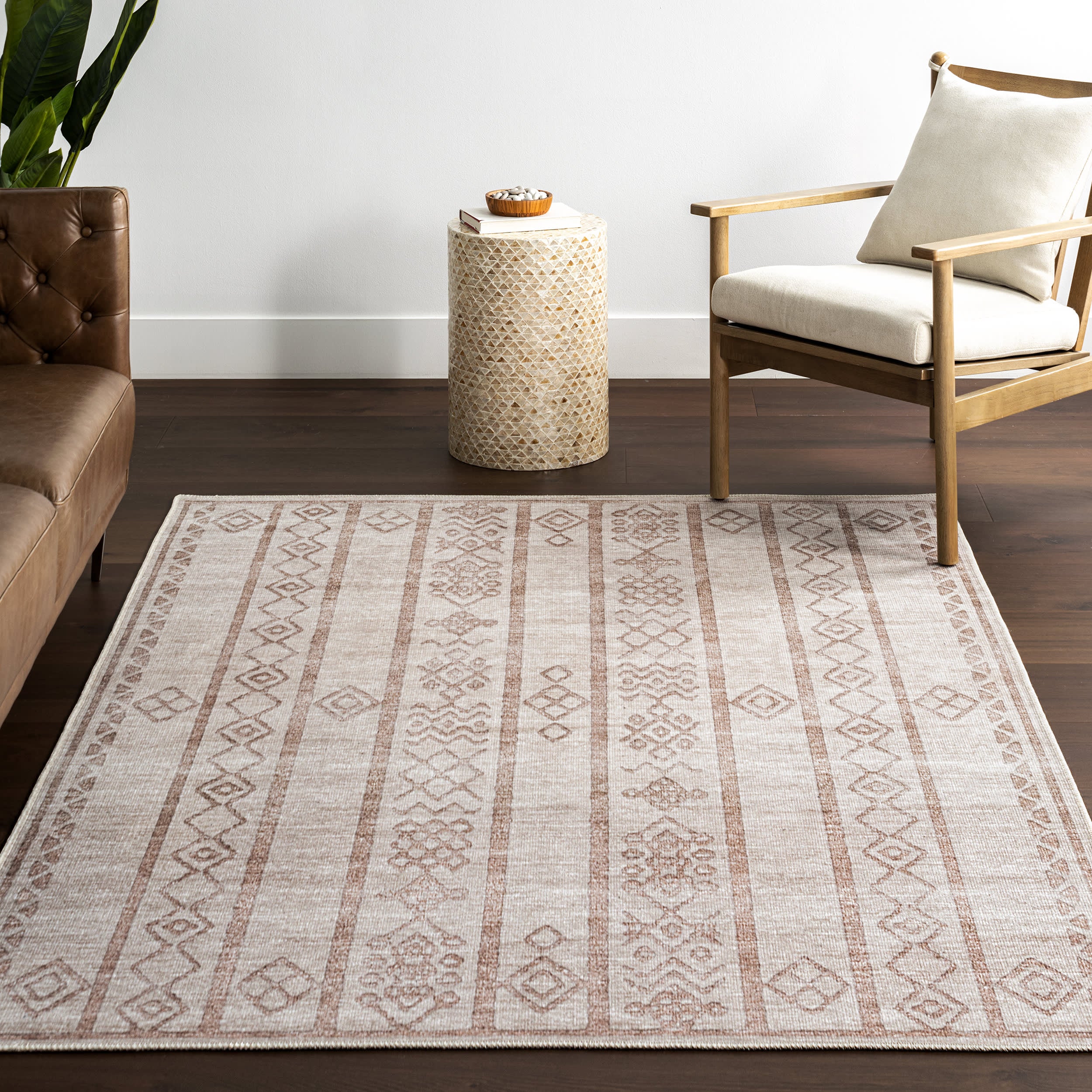 Justice Trellis Washable Rug | Taupe