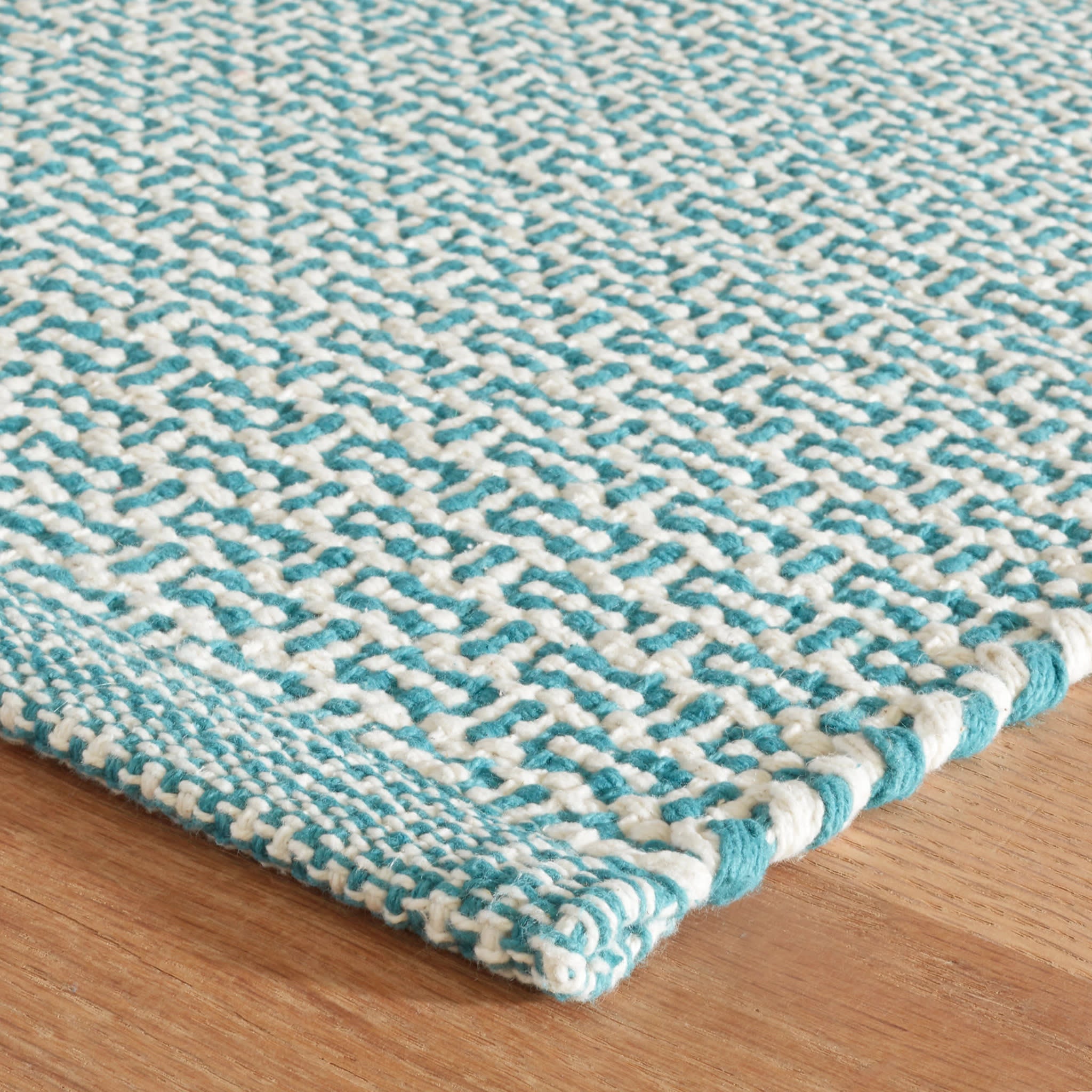 Miss Muffet Teal Handwoven Cotton Rug