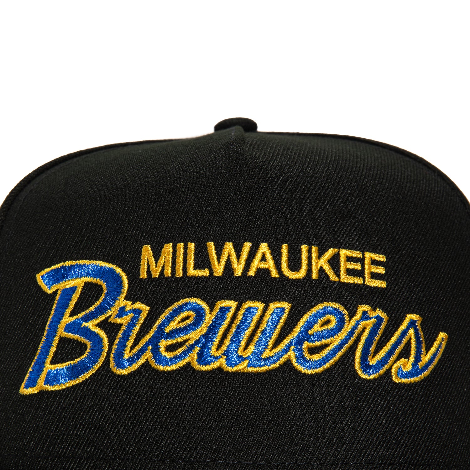 New Era 9Fifty A-Frame Milwaukee Brewers Logo Patch Script Snapback Hat - Black