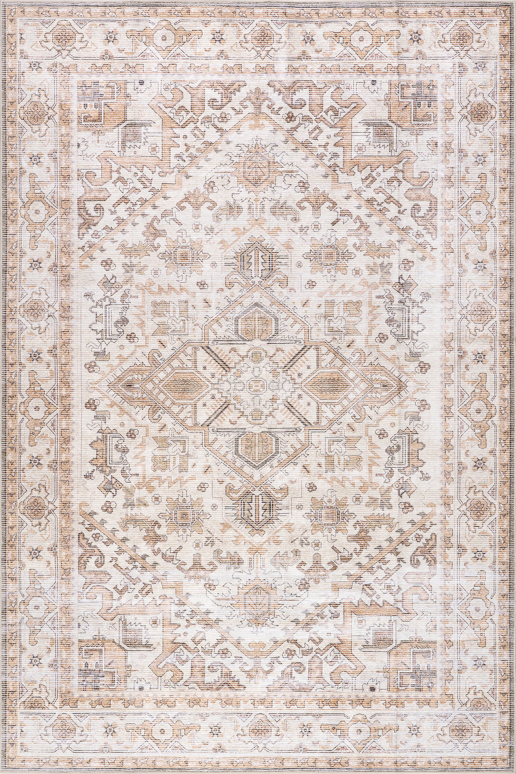 Rylan Medallion Spill Proof Washable Rug | Beige