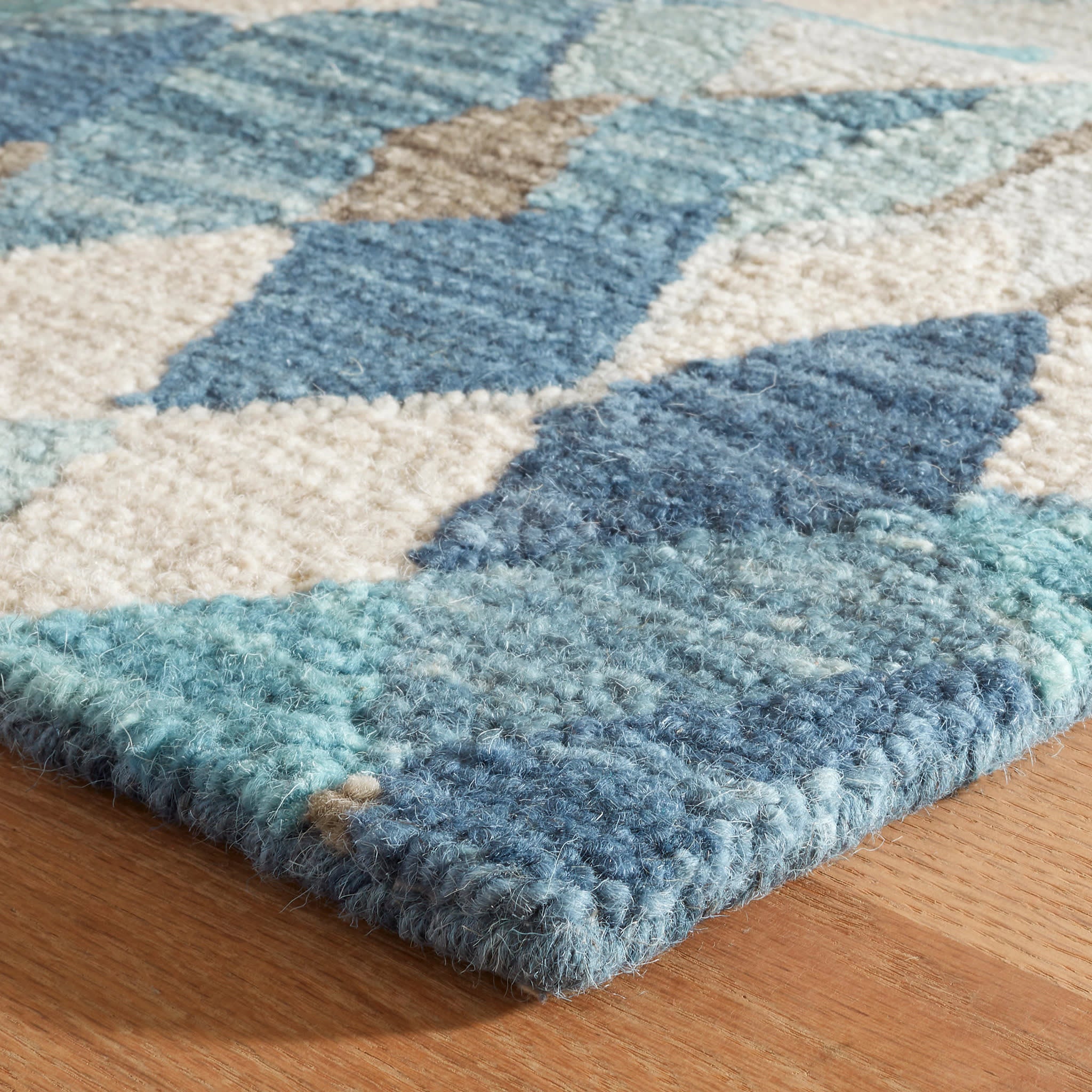 Deer Leap Blue Hand Hooked Wool Rug