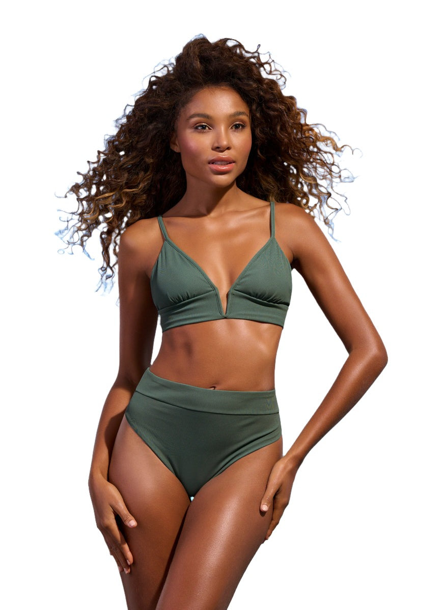 Maaji Crocodile Green Parade Long Line Triangle Bikini Top