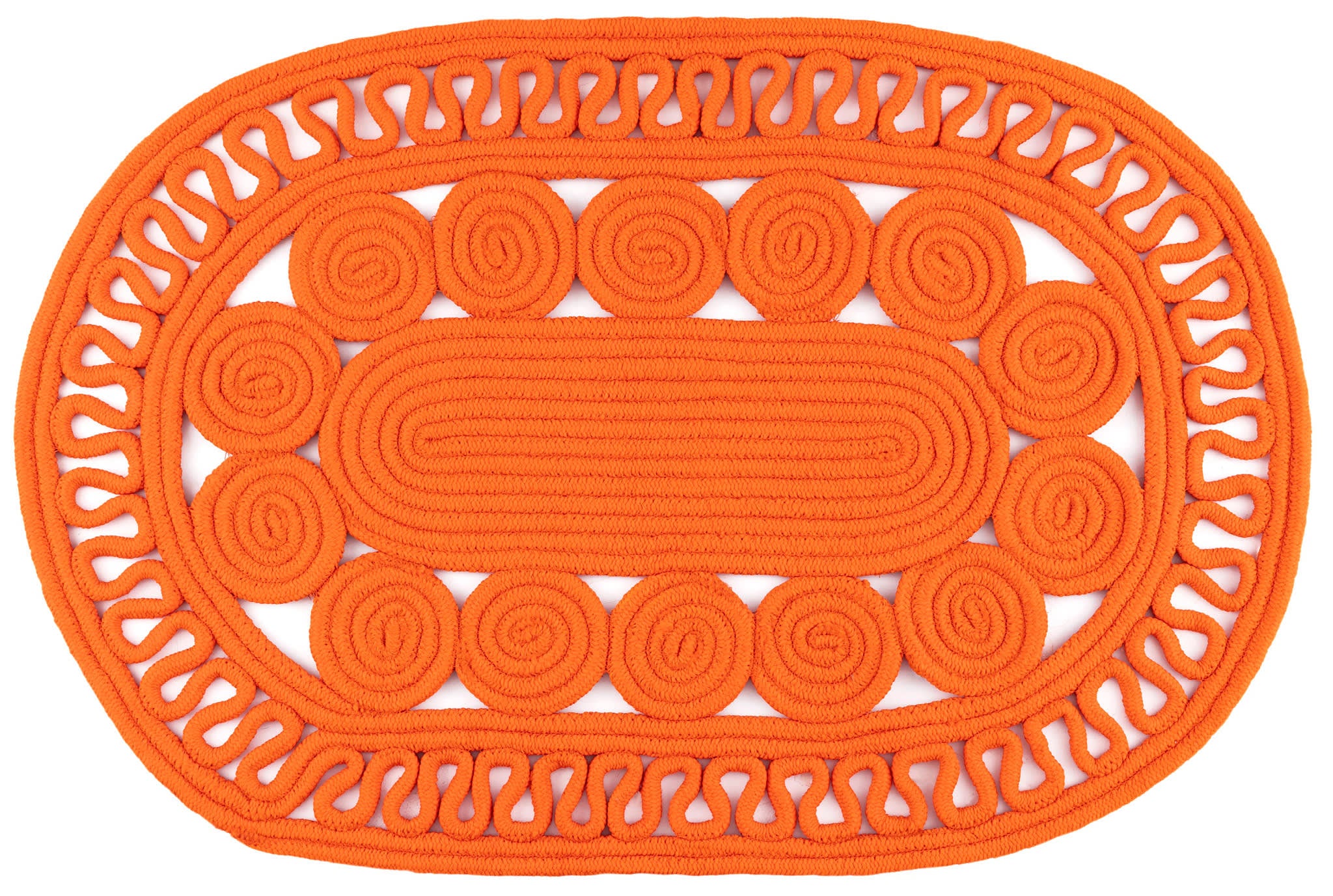 Reef Tangerine Handwoven Indoor/Outdoor Oval Rug