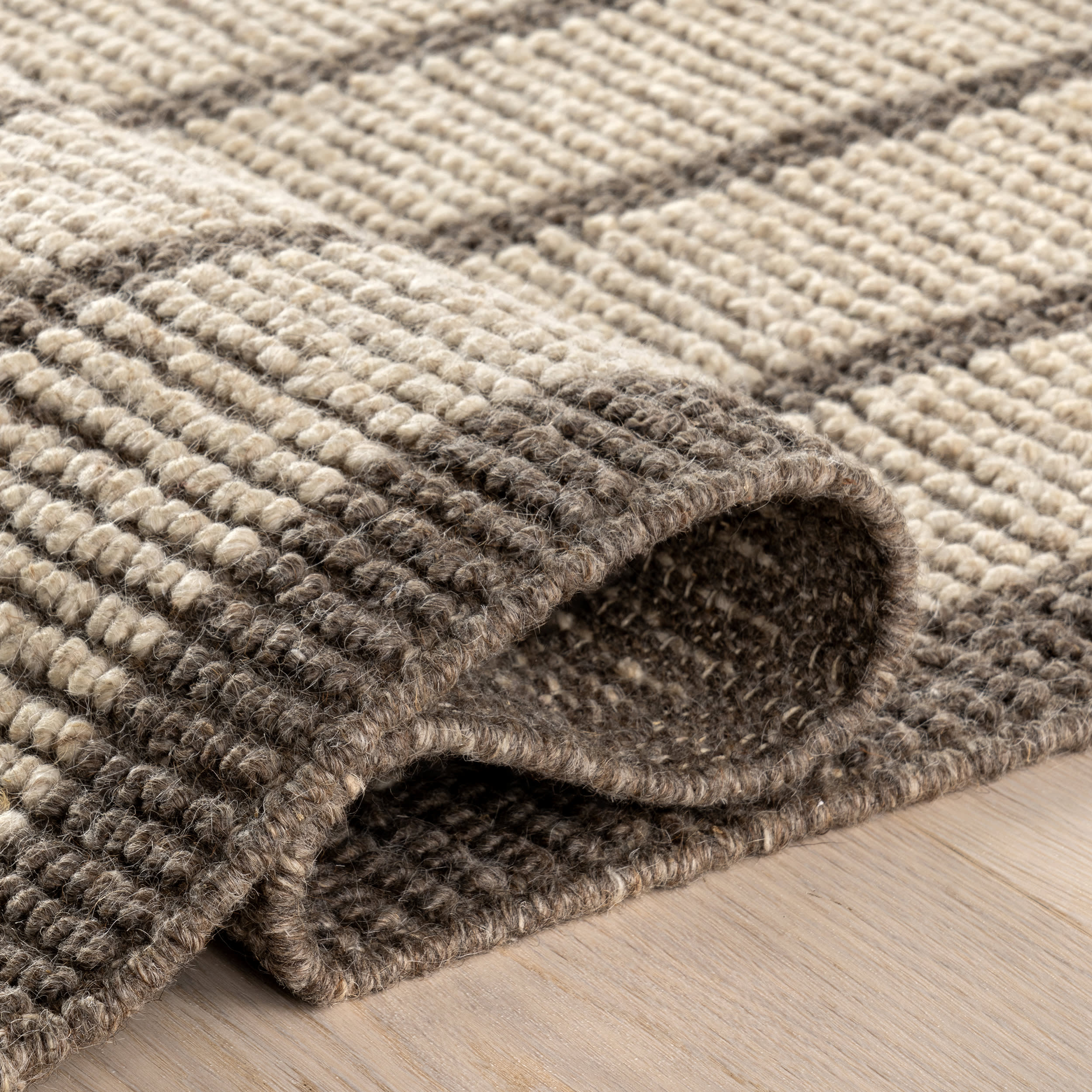 Eva Block Stripe Wool Blend Rug | Brown