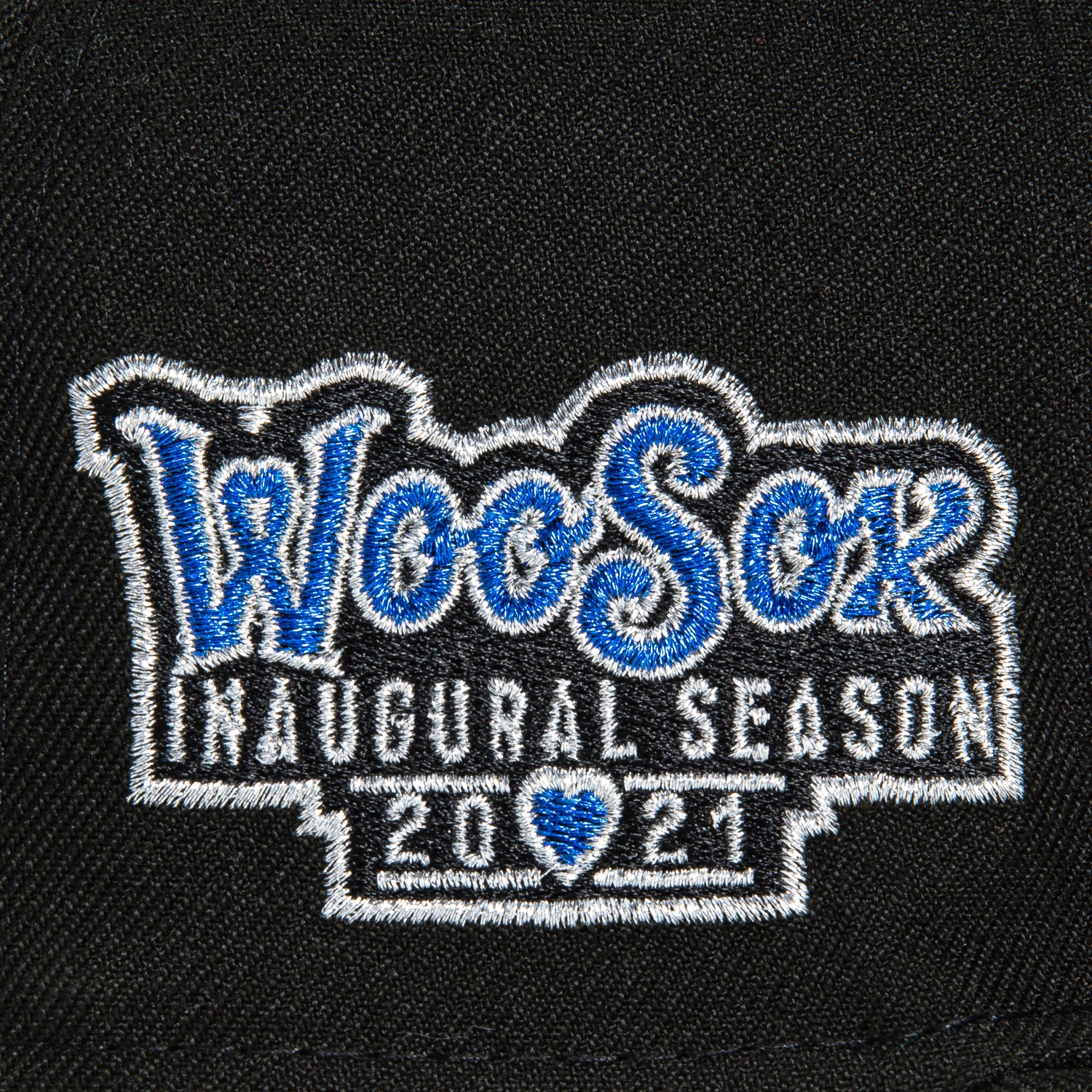 New Era 59Fifty Worcester Woo Sox Inaugural Season Patch Hat - Black, Royal, Metallic Silver