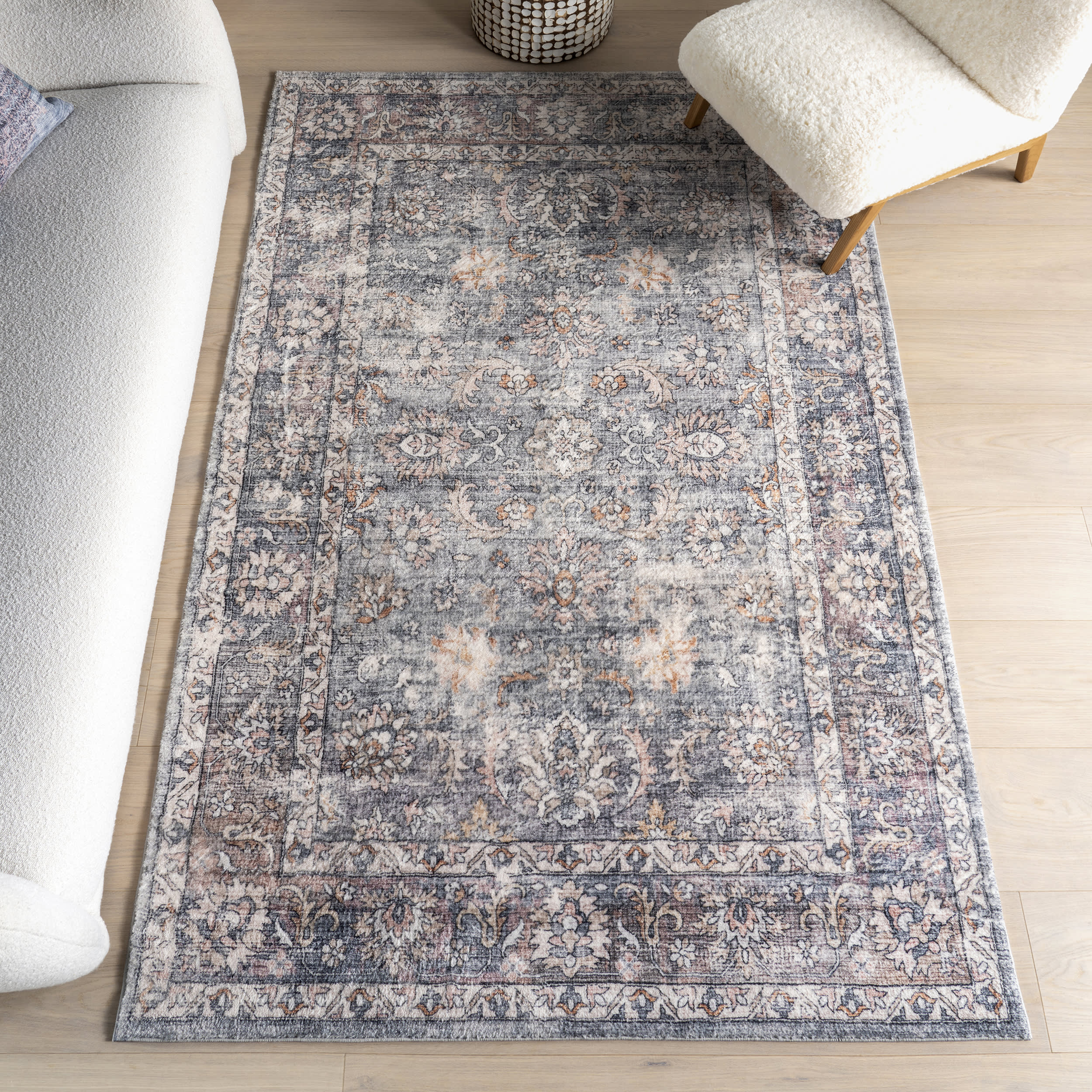 Shea Medallion Washable Rug | Brown