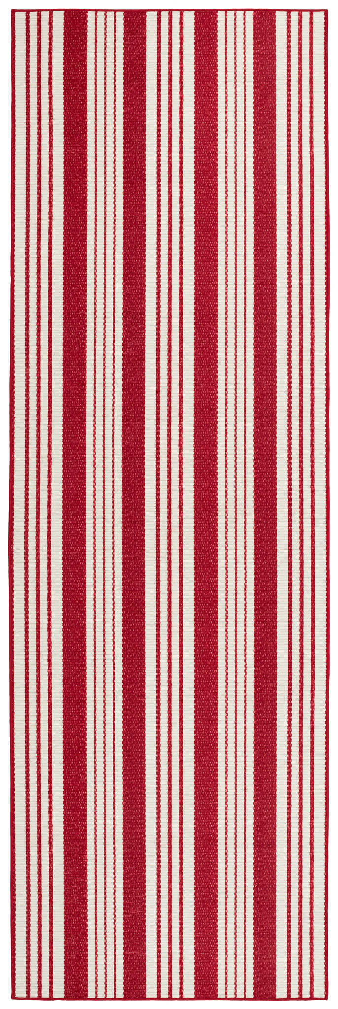 Abby Ticking Red Machine Washable Rug